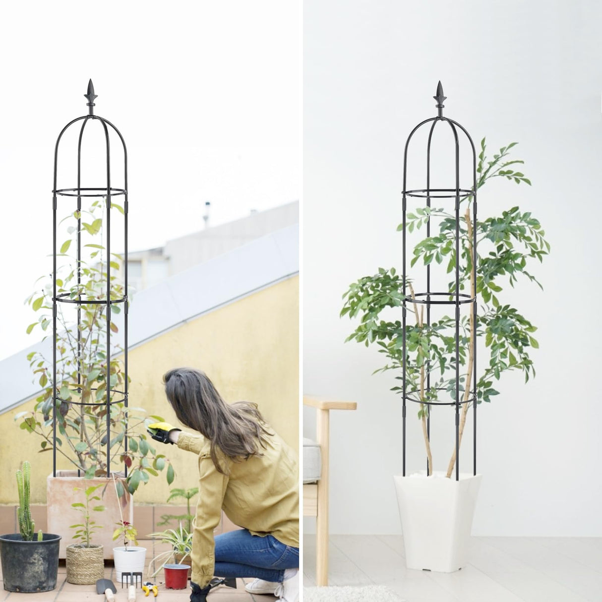 Garden Trellis for Climbing Plants Tower Obelisk Garden Trellis 6ft Tall Plant Support Vine Supports Plant Tower for Climbing Vines and Flowers Stands 1 Pack Esbaybulbs