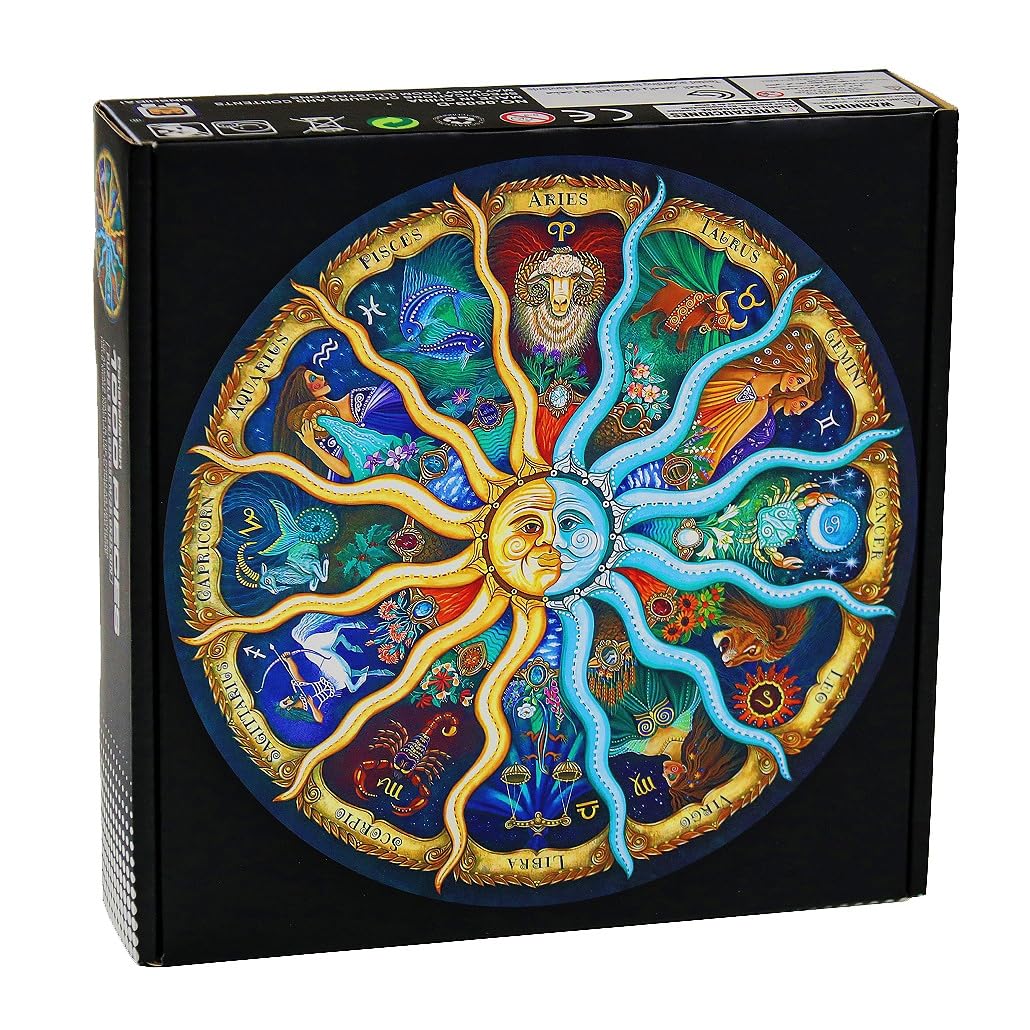 Moruska Puzzles for Adults 1000 Pieces, Round Jigsaw Puzzles 1000 Pieces for Adults Challenge and Cool - Zodiac Horoscope Astrology Puzzle Moruska