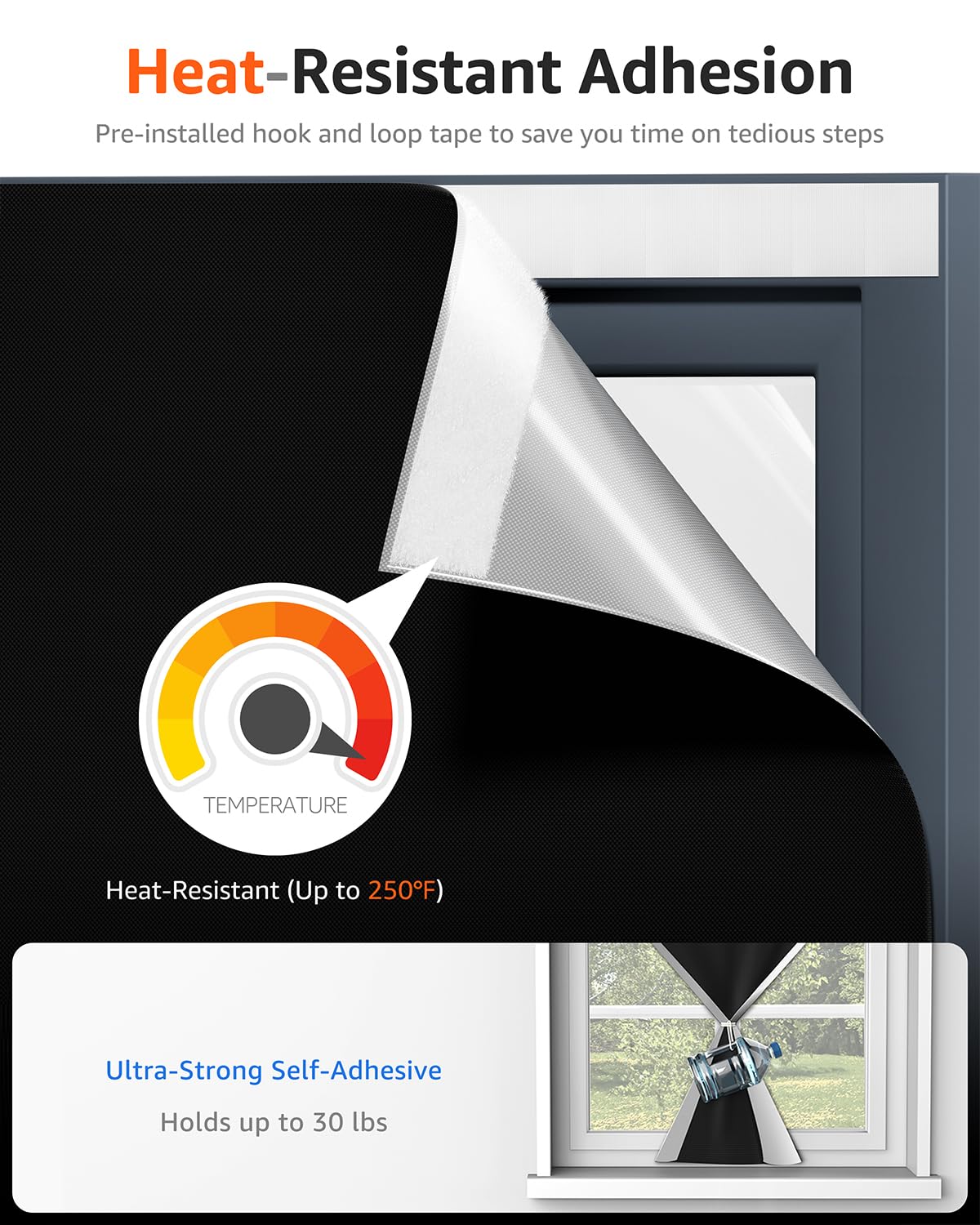 Sumobaby Blackout Curtains for Bedroom Portable 42"x60",No Drill Black Out Shades with Upgraded Hook&Loop Tapes,100% Blackout Window Cover,Thermal Insulated Blinds for Bedroom,Nursery(1 Panel,Black) Sumobaby