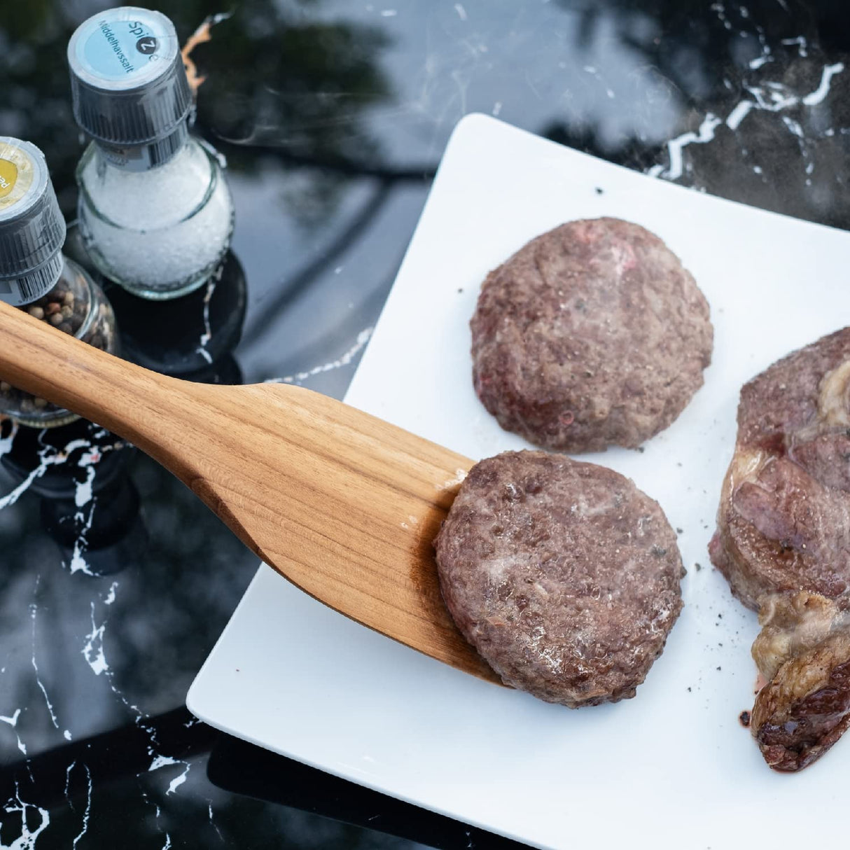 FAAY 18" Teak Long Wooden Spatula, Heavy Duty Stir Paddle for Cooking in Big Pot, Canning, Handcrafted from High Moist Resistance Teak, Wooden Spoon Flat for Brewing, Grill, Mixing, Stirring, Decor FAAY