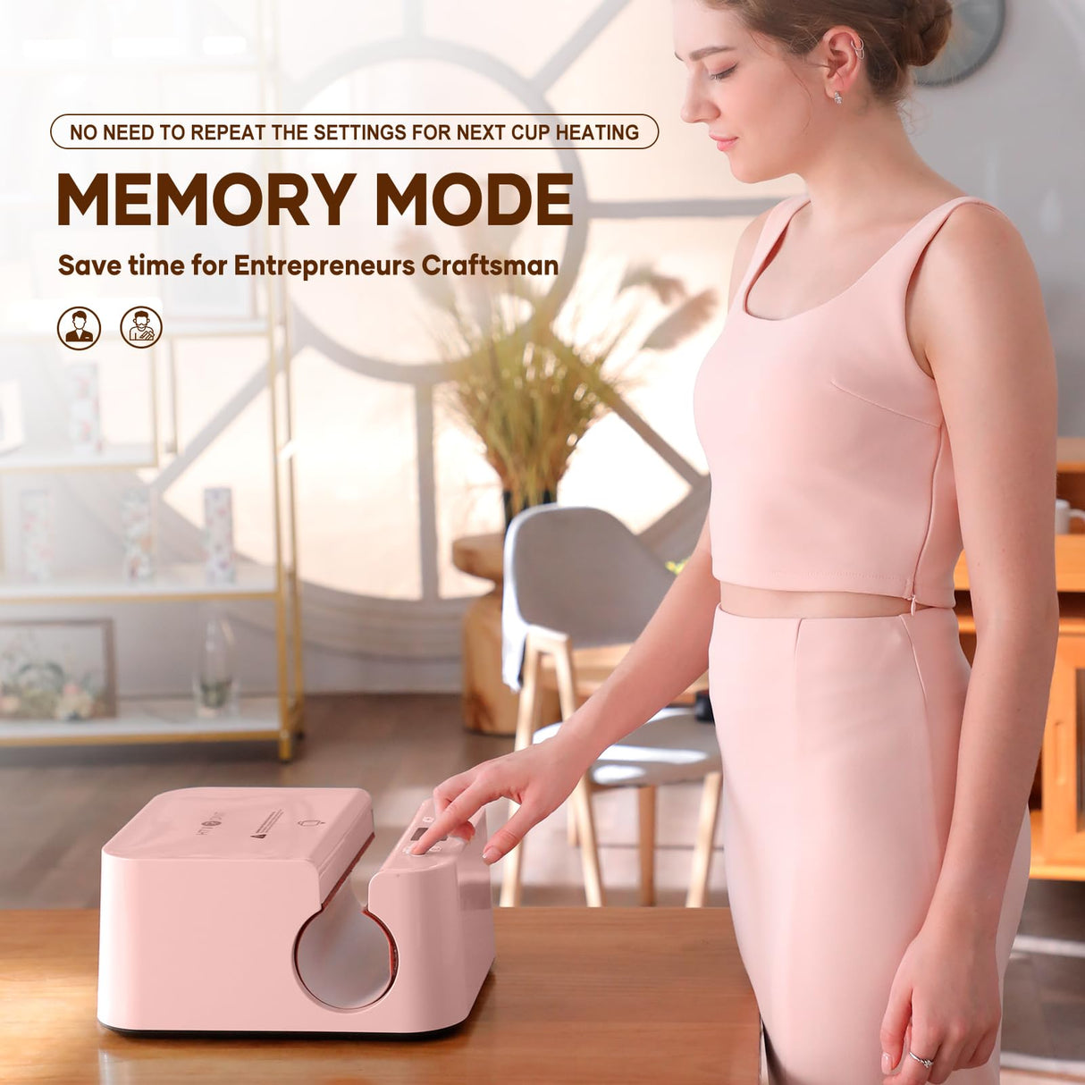 HTVRONT Auto Tumbler Heat Press Machine - Mug Heat Press Heat Up Fast & Even, Professional Tumbler Press High-Security for 2.95-3.18inch Sublimation Tumblers, Cups, Glasses and Mugs (Pink) HTVRONT