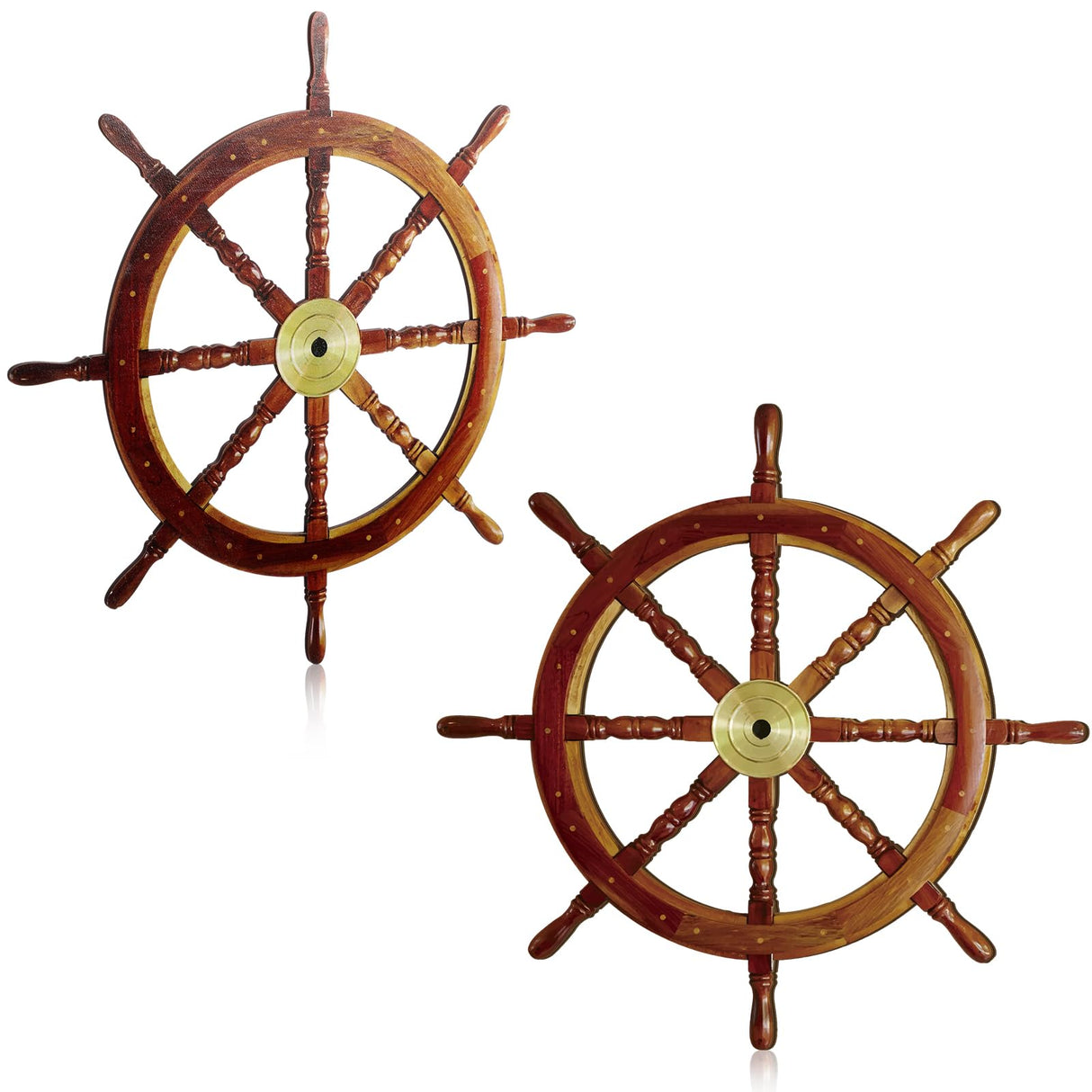 Tatuo 2 Pcs Ship Wheel Wall Decor Pirate Decorations Thin Flat Wooden Nautical Wall Art 2D Wood Beach Boat Cruise Ship Steering Wheel for Home Bedroom Decor(18 Inch) Tatuo