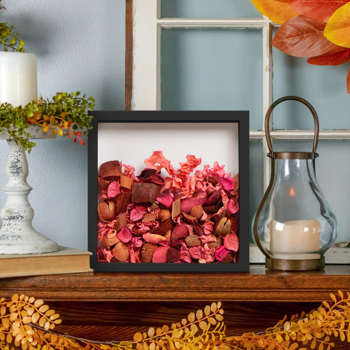 Califortree 8x8 Shadow Box Frame with Soft Linen Back - Push Pins Included, Memory Box Display Case for Flower, Tickets and 3D Items, Black Califortree