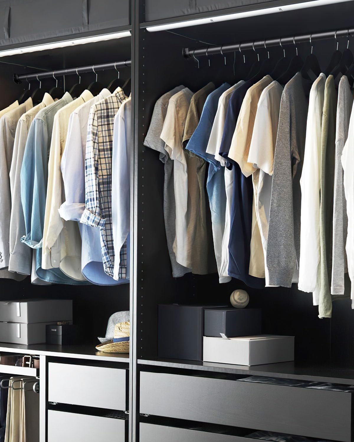 Closet Rods for Hanging Clothes, 17 to 84 Inches Stepless Adjustable Metal Closet Rod, 1.3 Inches Heavy Duty Clothes Hanging Rod for Closet Wardrobes Laundry RV Supforce