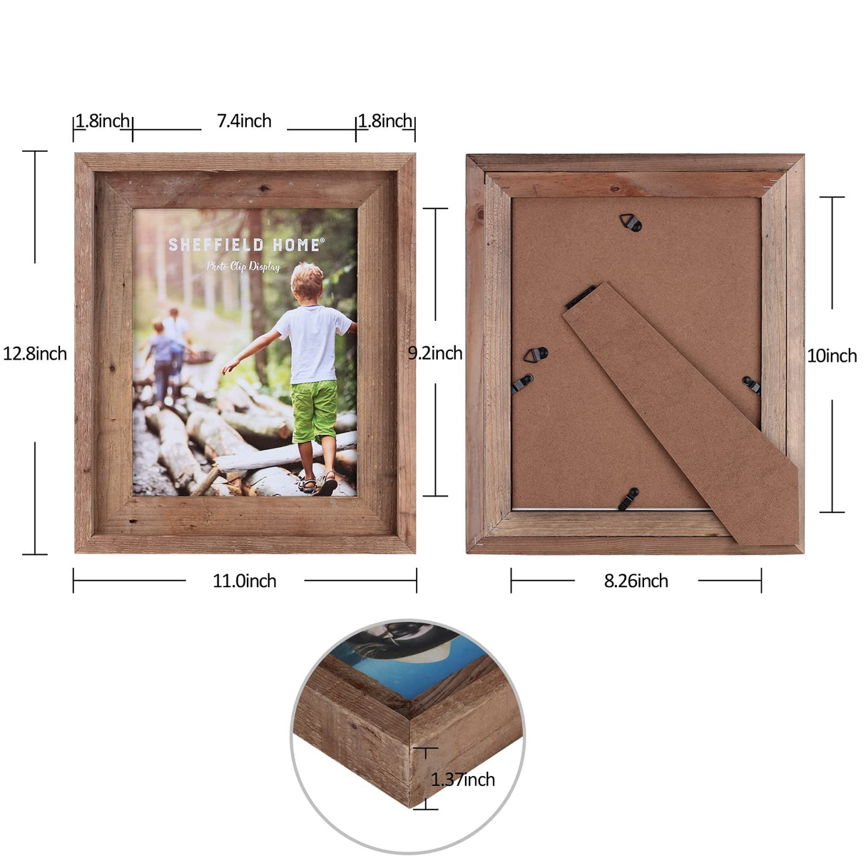 Robhomily Reclaimed Barnwood 8x10 Picture Frame,Farmhouse Rustic Distressed Wood Photo Frame, 100% Reclaimed Natural Barn Wood with Real Glass, Wall &Tabletop Frame for Home Decor. Robhomily