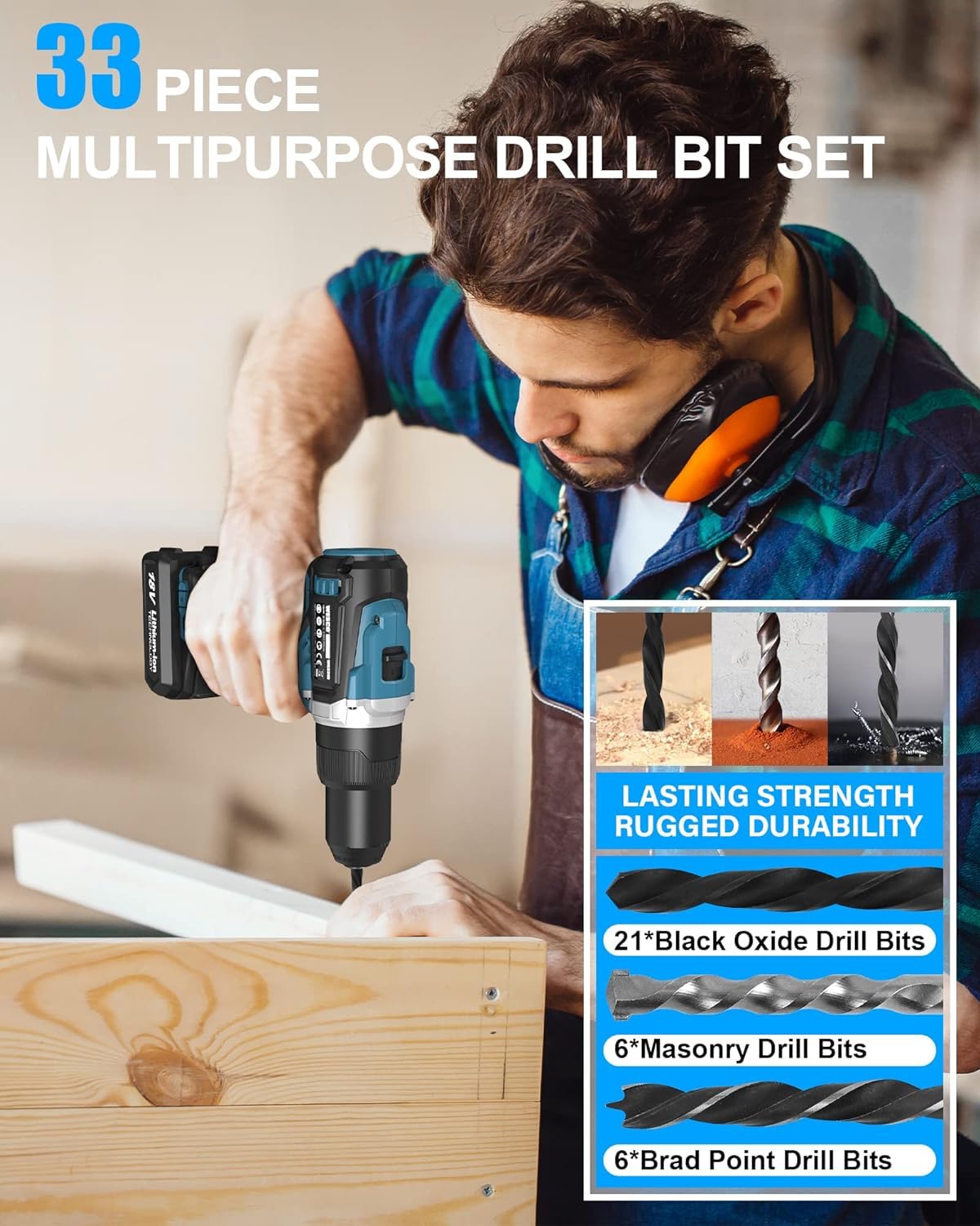 Drill Bit Set Screwdriver Bit Set, 201 Pcs Impact Driver Bits Kit with Carry Case, Combo Kit for Wood Metal Cement Drilling and Screwdriving, Tools for Gift and Home Maintenance Zeite