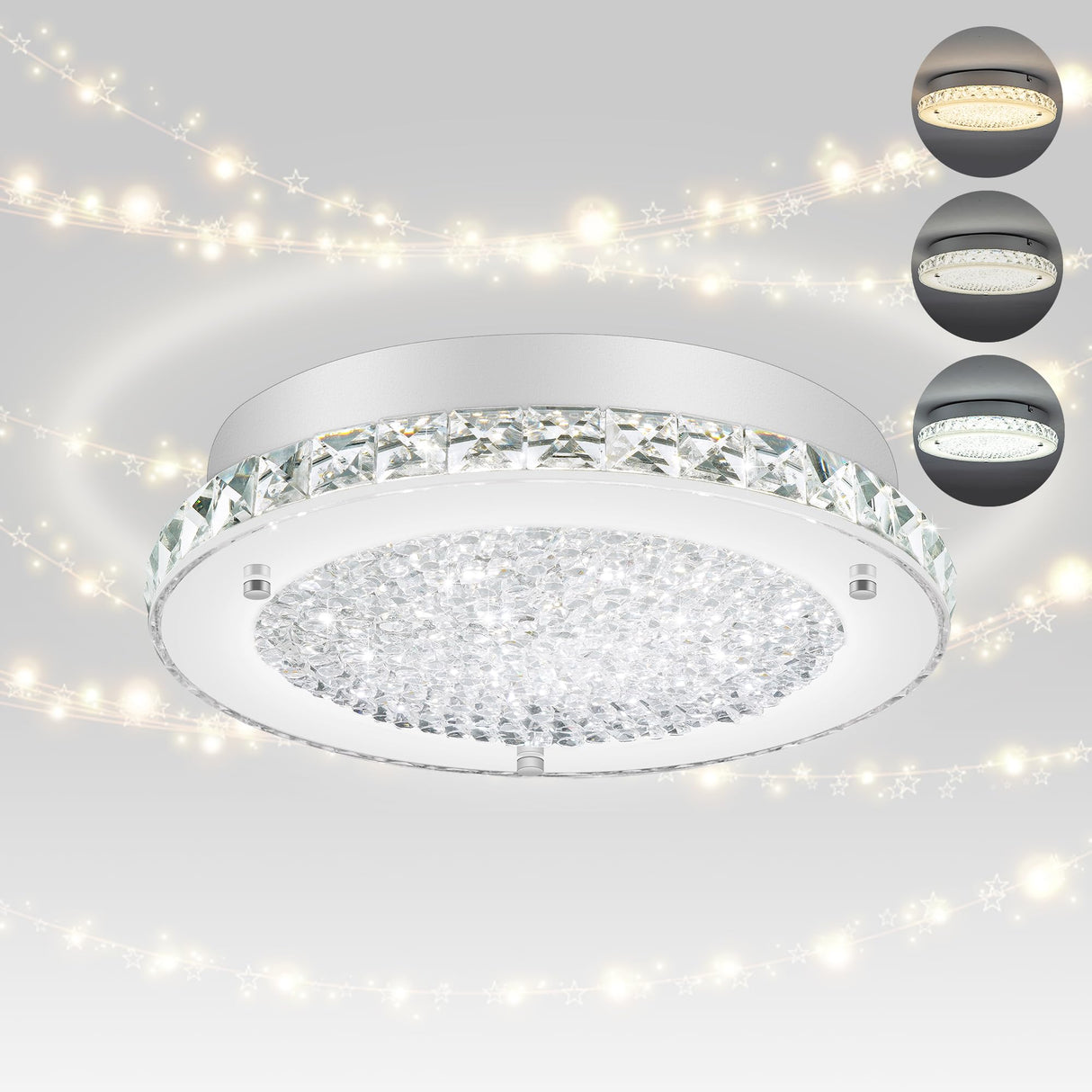 Ceiling Light, Crystal Ceiling Light Fixture Flush Mount Ceiling Light Crystal Light Fixture Ceiling Mount Modern Dimmable LED Ceiling Light for Bedroom Kitchen Bathroom Hallway Porch Office 11" DHK wot