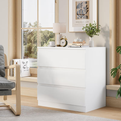 OtterOasis White Wood Dresser for Bedroom, 3 Drawer Dresser for Clothes Storage, Modern Dressers with Wide Drawers, Wide Wooden Chest Drawers for Living Room, Entryway, TV Stand