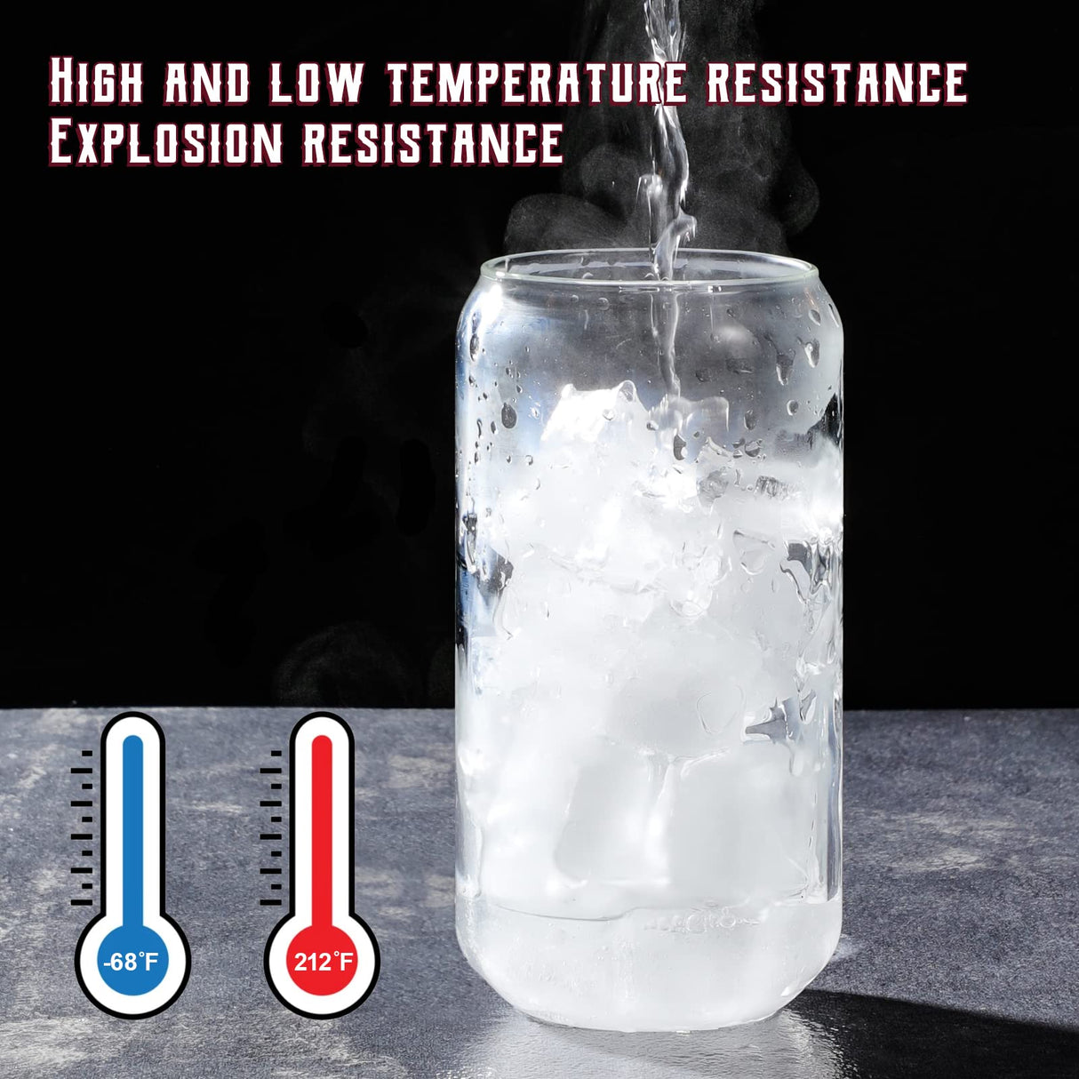 NETANY Drinking Glasses with Glass Straw 4pcs Set - 16oz Highball Glass Cups, Beer Glasses, Iced Coffee Glasses, Cute Tumbler Cup, Ideal for Whiskey, Soda, Tea, Water, Gift, 2 Brushes NETANY