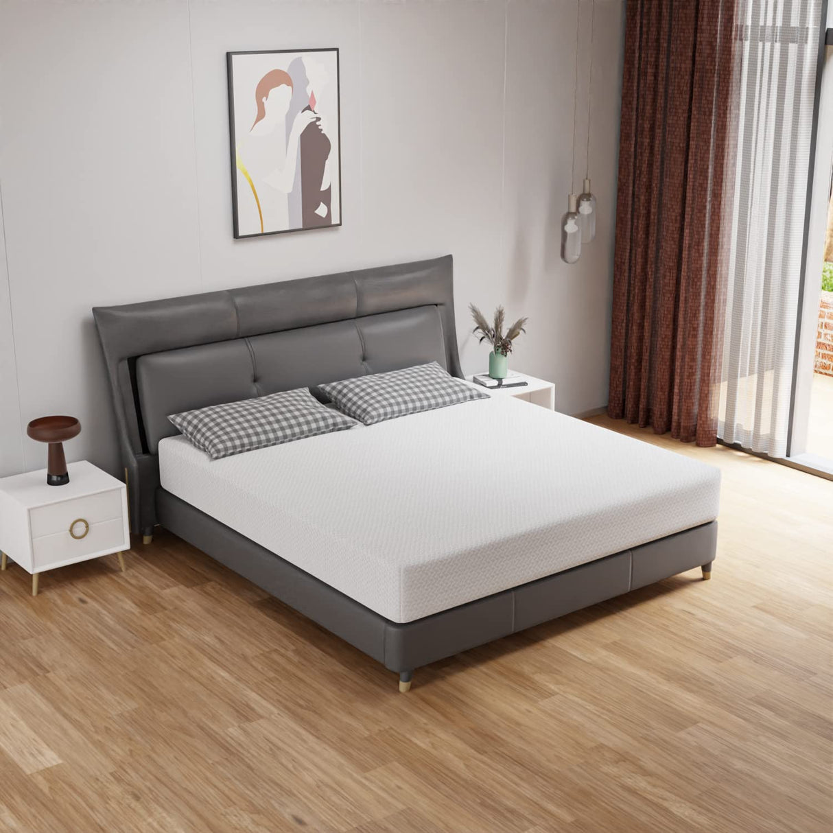 PayLessHere 10 Inch Queen Mattress Green Tea Memory Foam Mattress CertiPUR-US Certified,Removable Soft Cover,Fiberglass Free,Queen mattresses for Bed Frame, Bunk Bed, Trundle, Daybed,White PayLessHere