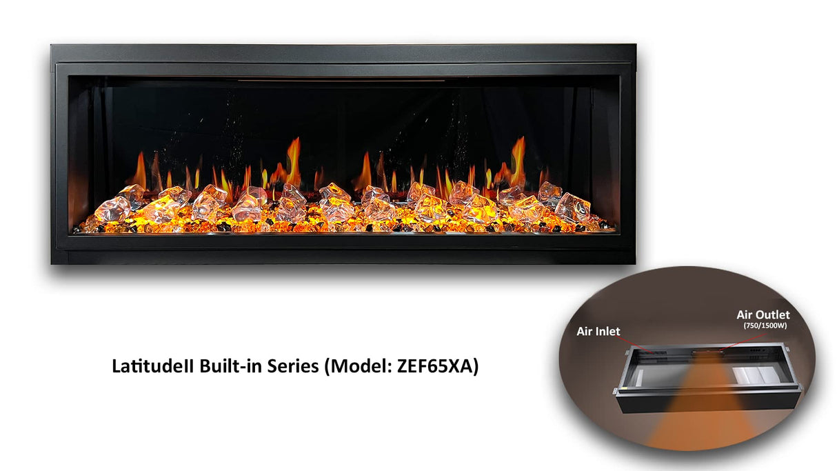 Litedeer Homes Latitude II 48" Smart HD LED Electric Fireplace with App, Adjustable Crackling Fire Sounds and Sparkles,5 Unique Realistic Flame, Black Fireplace (Model: ZEF48X) Litedeer Homes