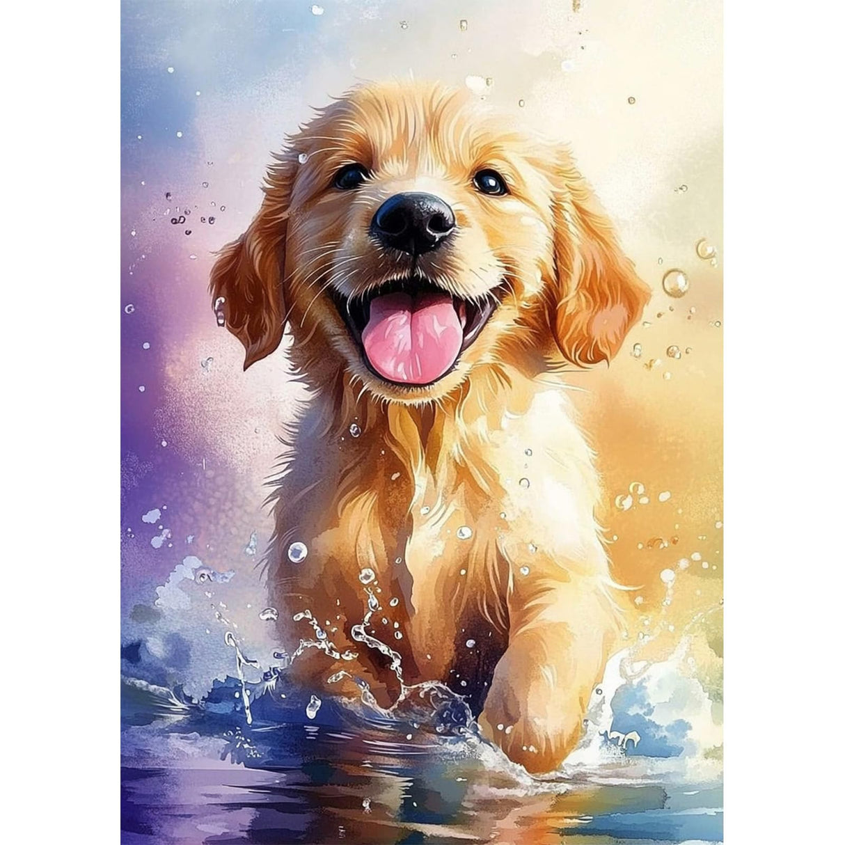 HEIBAGO Cute Dog Diamond Art Kits for Adults, 5D Full Drill Round Animal Painting Gems with Diamond Painting, Diamond Dots Perfect for Home Wall Decor 12x16inch HEIBAGO