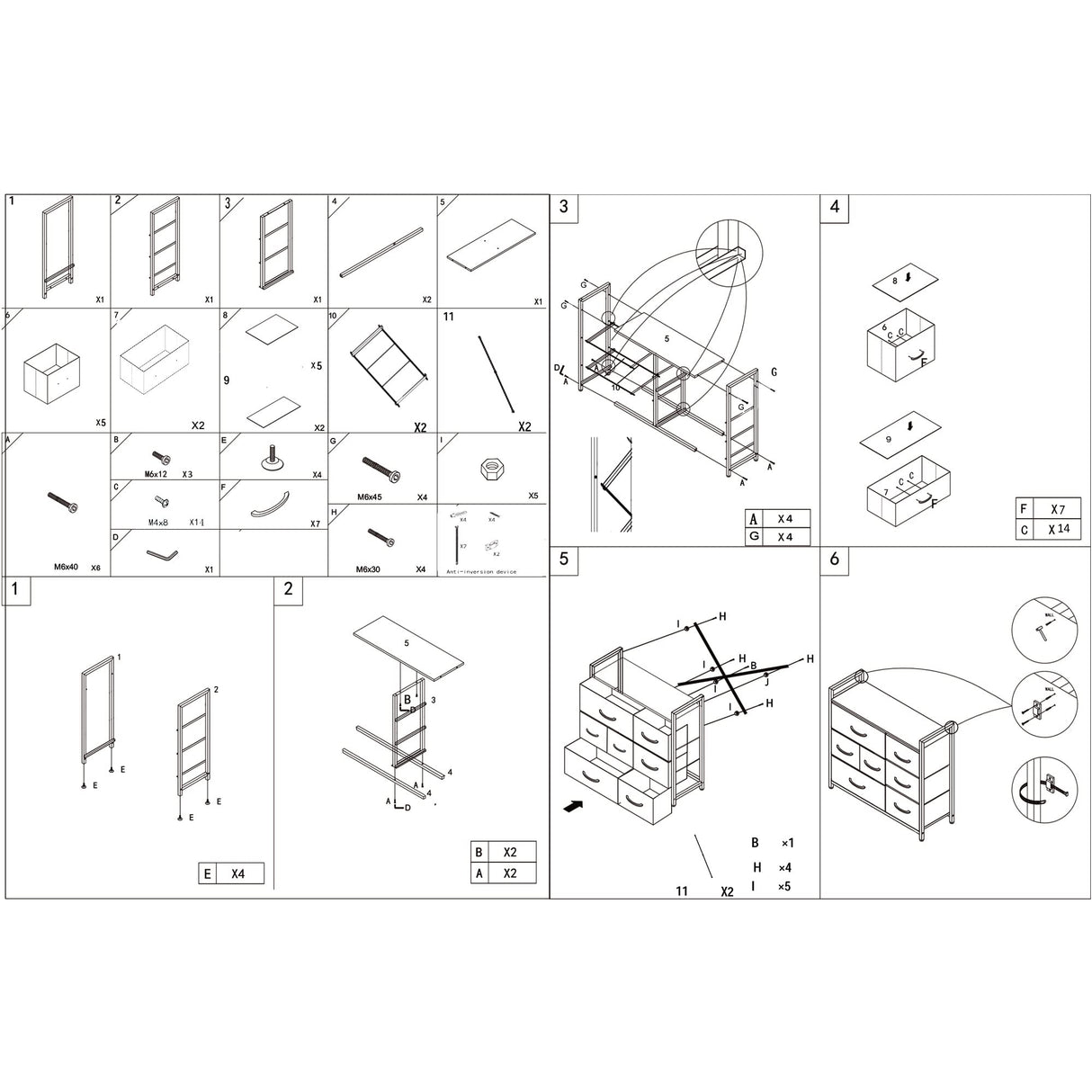 AZL1 Life Concept 7-Drawer Dresser 3-Tier Storage Organizer, Tower Unit for Bedroom/Hallway/Entryway/Closets-Sturdy Steel Frame, Wooden Top, Removable Fabric Bins, Ivory AZL1 Life Concept