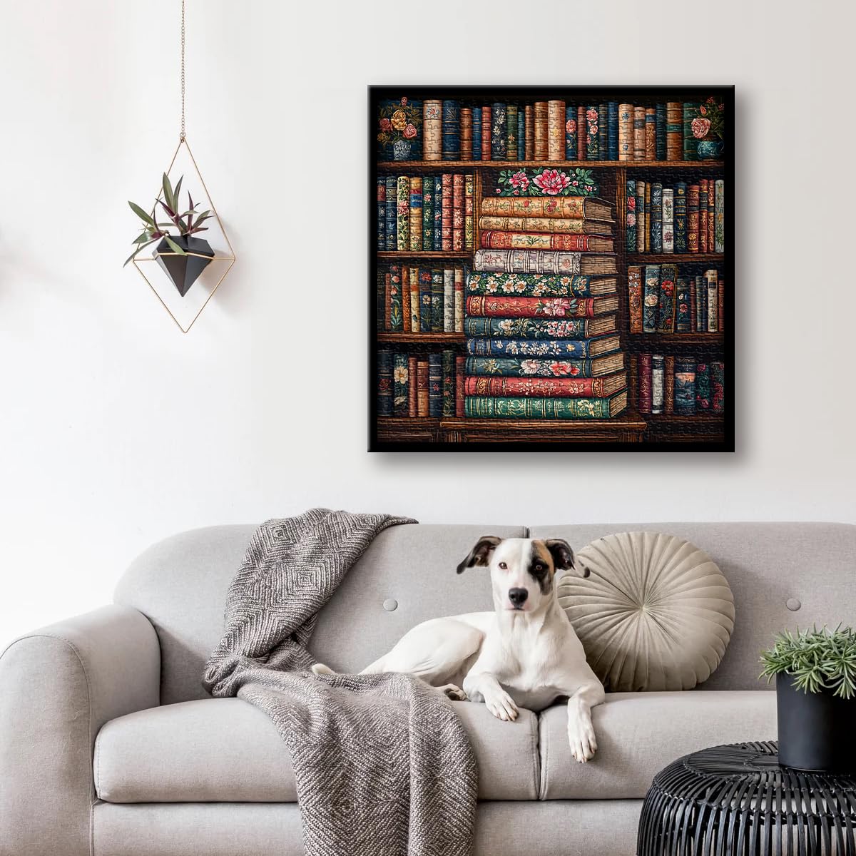 Vintage Bookshelf Puzzles for Adults 1000 Pieces, Book Flower Jigsaw Puzzle Bookshelf Library, Retro Aesthetic Puzzle Art, Difficult Challenging Hard Puzzle for Book Lovers PICKFORU