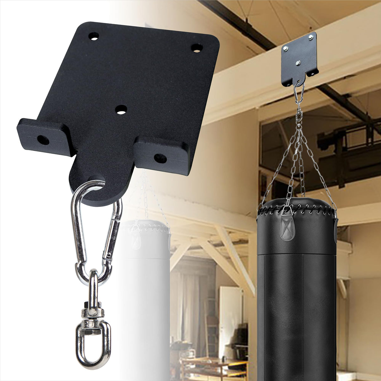 YZZHAJ Heavy Punching Boxing Bag Hanger, Heavy Duty Bag Hanger Bracket, 360° Rotation Wall Ceiling Mount Wood Beam Hook for Boxing Muay Thai Training, Aerial Yoga Swing & Hammock YZZHAJ