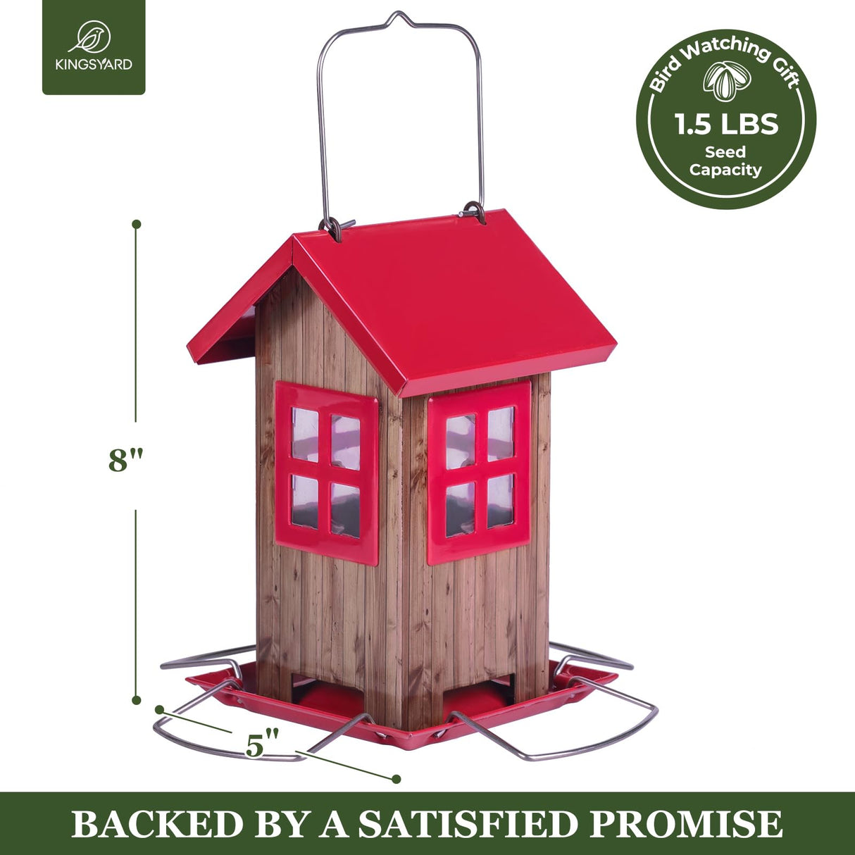 Kingsyard Cute Bird House Feeders for Outside, Hanging Metal Bird Feeder with 4 Ports, Outdoor Garden Yard Decorations for Cardinals Finches Chickadees Goldfinches & Sparrows Birds Watching Kingsyard