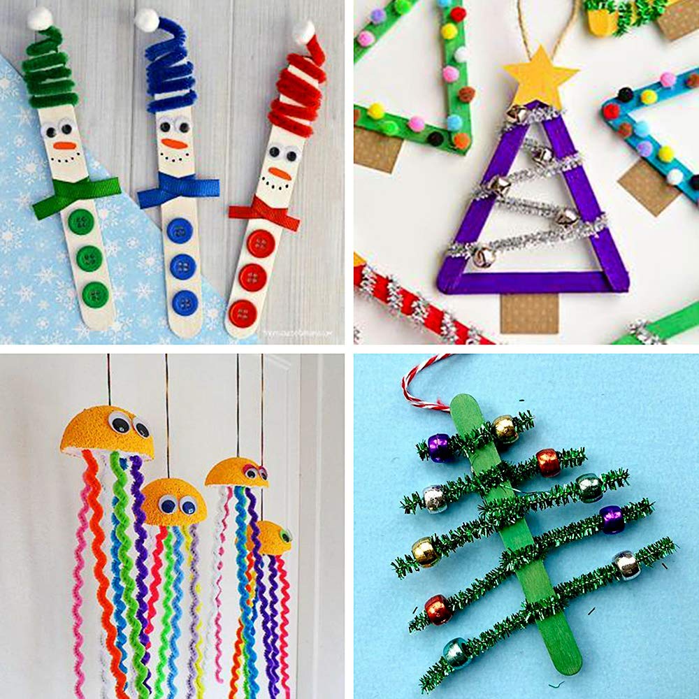 Winlyn 475 Set Christmas Jingle Bell Wreath Christmas Tree Ornaments Craft Kit Jingle Bell Metallic Chenille Stems Glitter Pom-Poms Ribbon Assortment for Kids Holiday Xmas Bracelets Necklaces Artwork Winlyn