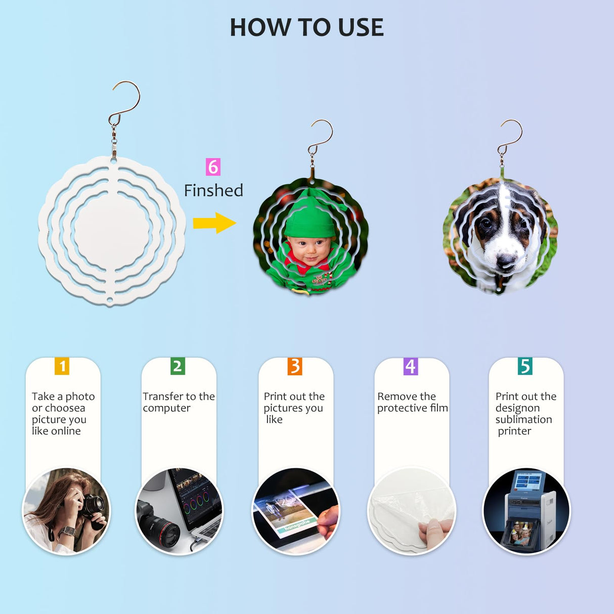 10 Pack Sublimation Wind Spinner Blanks, 3 Inch 3D Aluminum Metal Wind Spinners Hanging Wind Spinner Sublimation Products for DIY Crafts Indoor Outdoor Yard Garden Window Decoration Gifts (Round) MRHEPHAESTUS