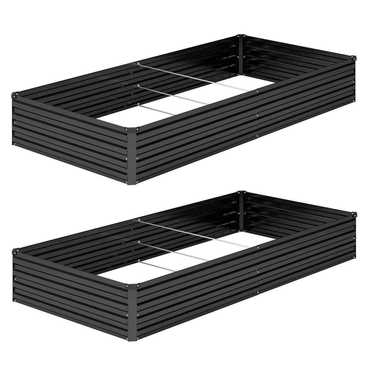DIIYIV 2PCS 8x4x1FT Galvanized Raised Garden Bed Kit,Vegetable Boxes-Rectangle Metal Flower Box,Large Planter Raised Beds Outdoor Garden for Planting,Fruit,Herb-Black DIIYIV