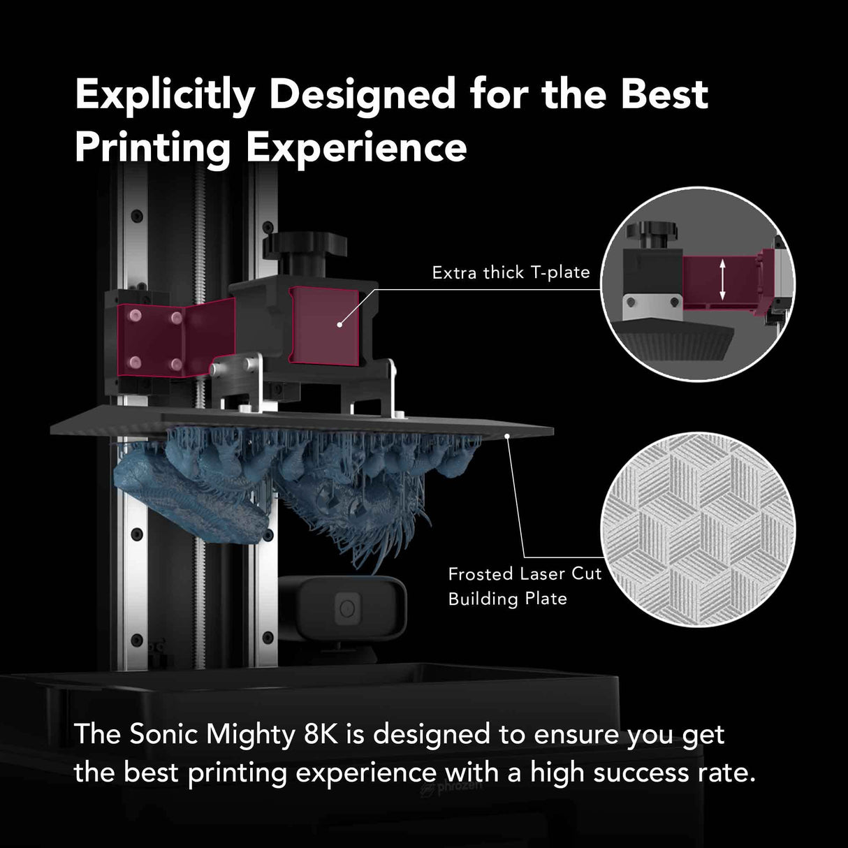 phrozen Sonic Mighty 8K LCD Resin 3D Printer, 10" Monochrome LCD, Tabletop 3D Resin Printer with 28µm XY Resolution, 8.6 * 4.8 * 9.3 Inch Printing Volume for Models, Miniatures and Action Figures phrozen