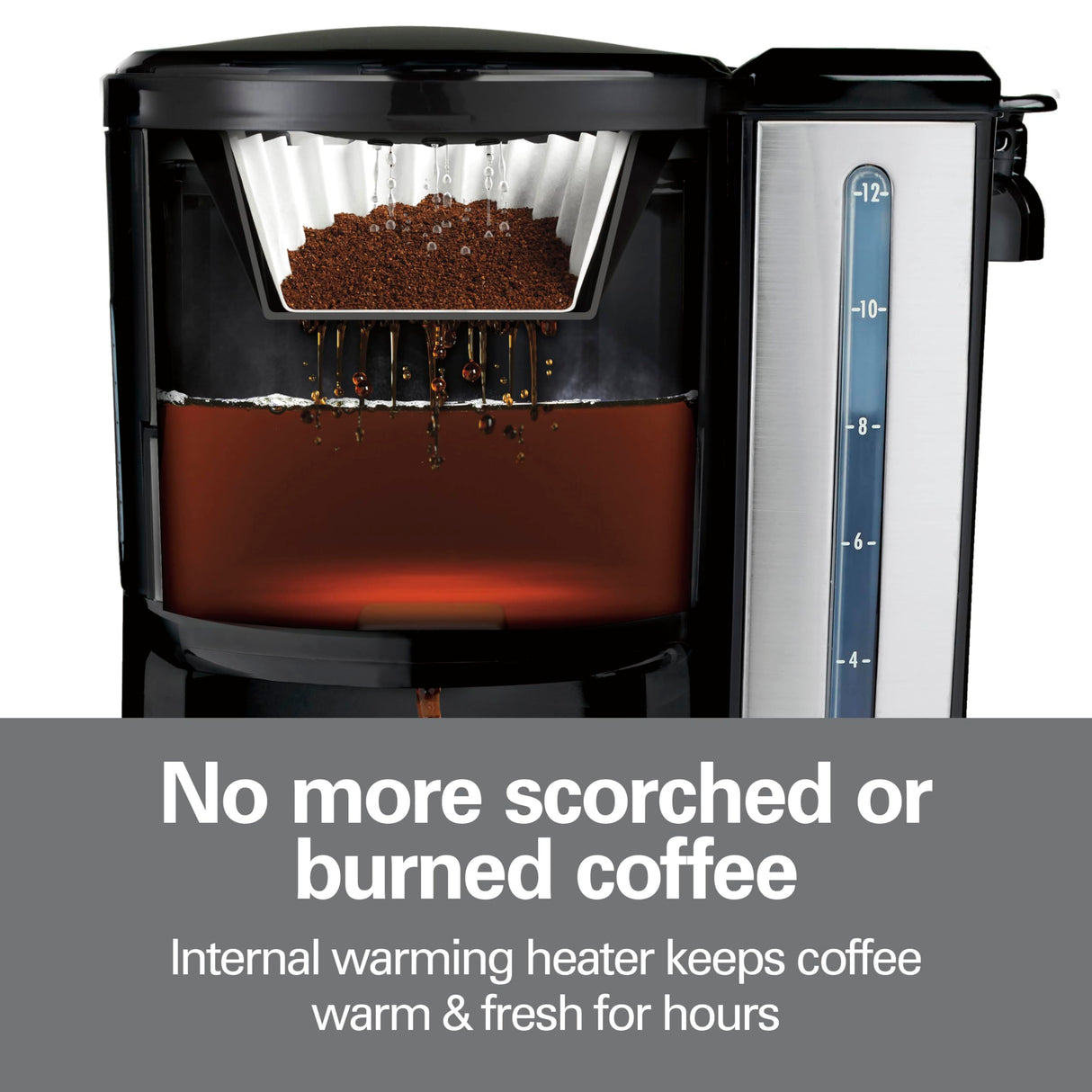 Hamilton Beach (47950) Coffee Maker with 12 Cup Capacity & Internal Storage Coffee Pot, Brewstation, Black/Stainless Steel Hamilton Beach