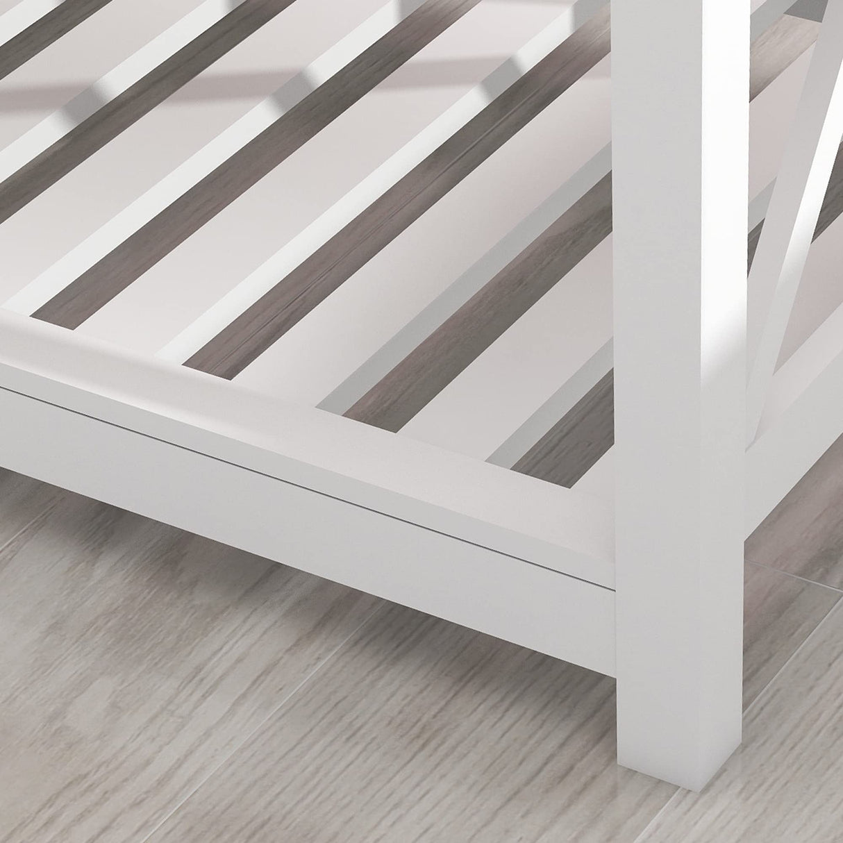 UYIHOME Farmhouse Coffee Table for Living Room, 2-Tier Rectangular Wooden Centre Cocktail Table with Slats Shelf Storage and V-Shaped Frame, Oak Grey UYIHOME