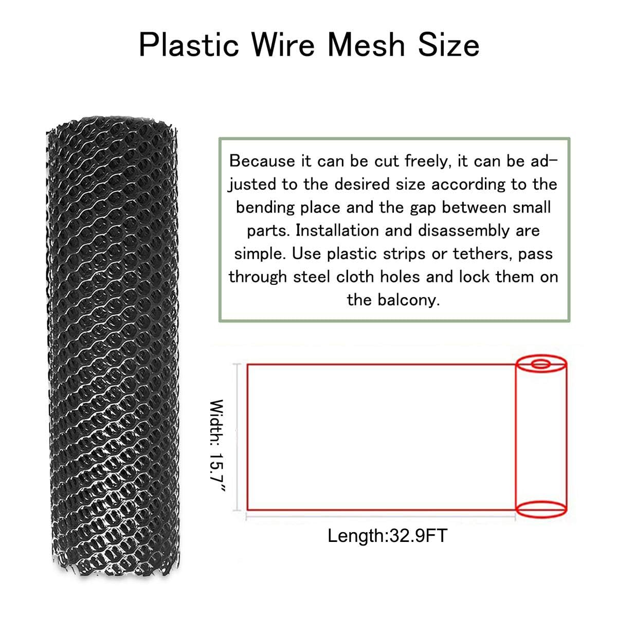 YAMTEN Plastic Mesh Fence Roll 15.7" x32.9', Heavy Duty Chicken Wire Barrier for Chicken Coop & Garden Fencing, Animal Enclosure (Dogs/Rabbits), No Tools Needed Easy Install (Black) YAMTEN