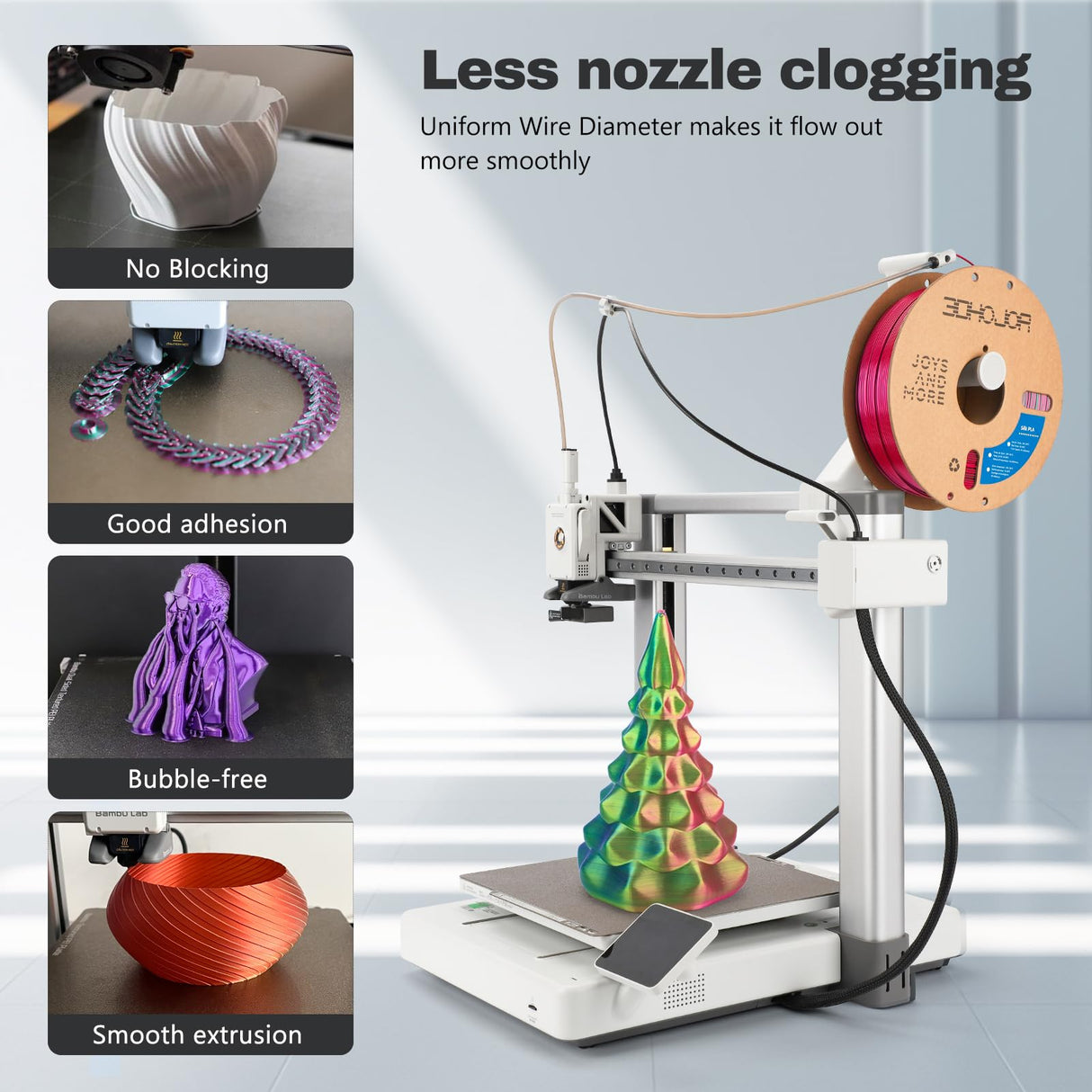 3DHoJor Silk PLA Filament 1.75mm Red Green Blue Triple Color PLA 3D Printer Filament 3 in 1 Coextrusion 1KG Spool(2.2lbs) 3D Printing Filament Dimensional Accuracy +/- 0.03mm 3DHoJor