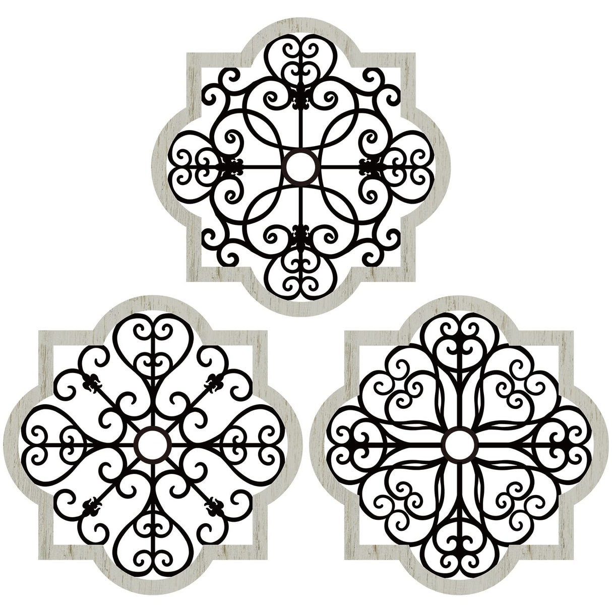 Yulejo 3 Pack Modern Farmhouse Wall Decor Wood Rustic Wall Art Bedroom Decor Geometric Decor Wall Art Farmhouse Hanging Decoration for Living Room Patio Home Indoor Outdoor Office, 12 x 12 Inch Yulejo