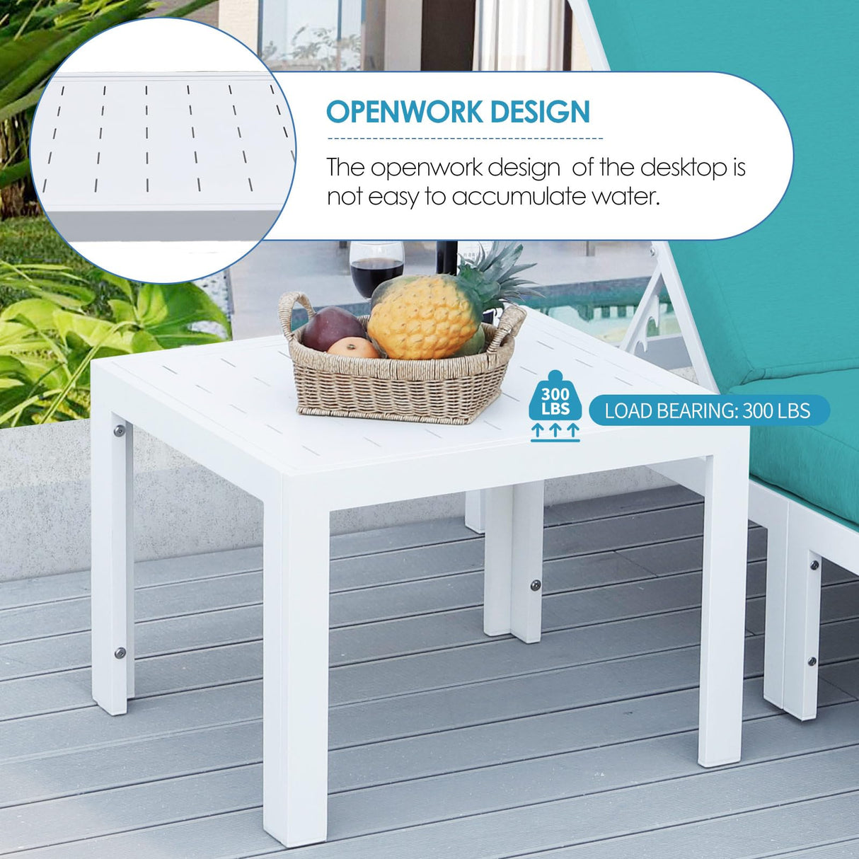 NICESOUL 10 Piece Oversized Modern Aluminum Patio Furniture Set, All Weather Rust Resistant Modular Sectional Sofa with Side Table, 500 lbs Heavy Duty Comfortable Outdoor Couch for Backyard Lawn, Teal NICESOUL