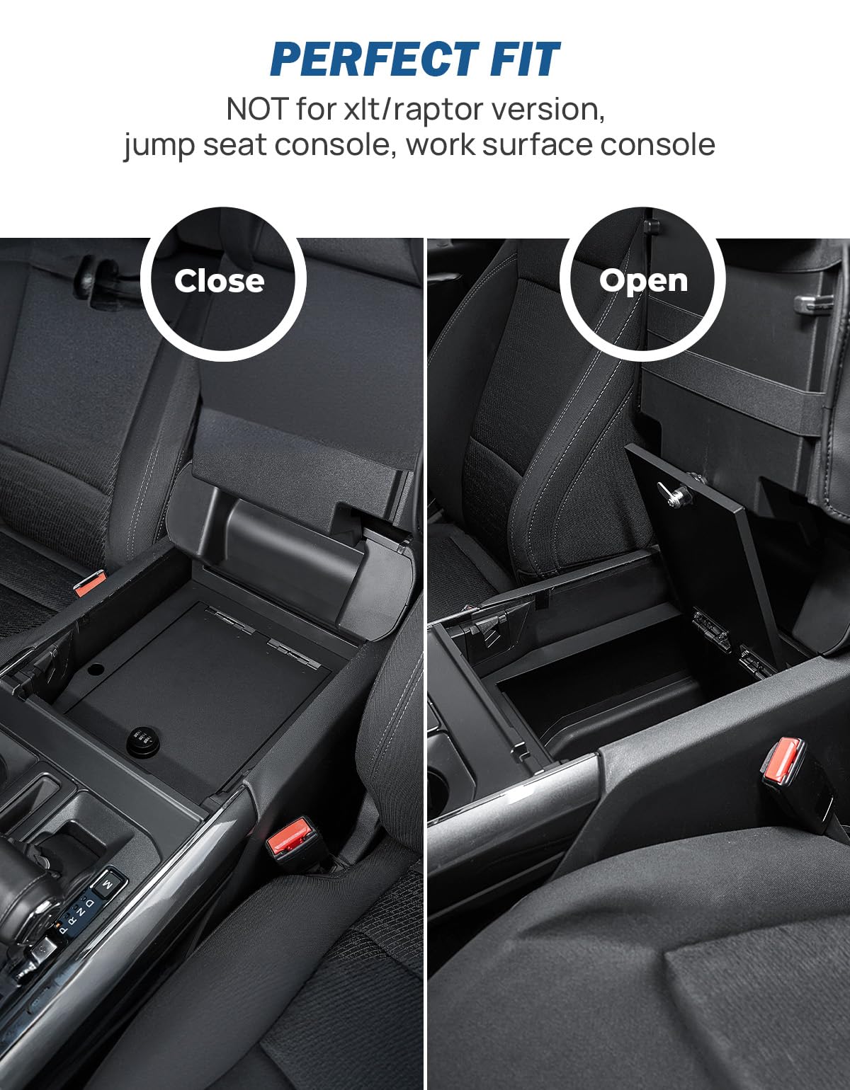 JOYTUTUS Center Console Safe Lock Box Compatible with 2021-2025 F150 Center Console Gun Safe Armrest Lockbox with 3 Digit Combo Code Lock F150 Accessories JOYTUTUS
