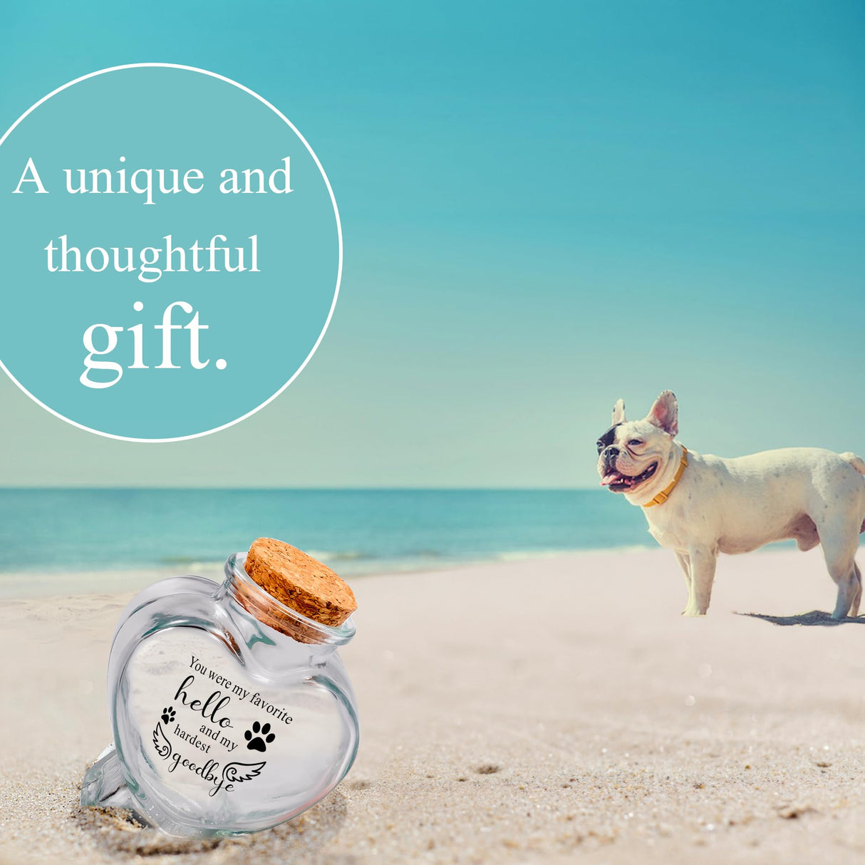 2 Pieces Pet Memorial Urns Sand Keepsake Jar Heart Shaped Glass Urns for Ashes or Hair Teeth Keepsake Loss of Pet Sympathy Gift Gredstar