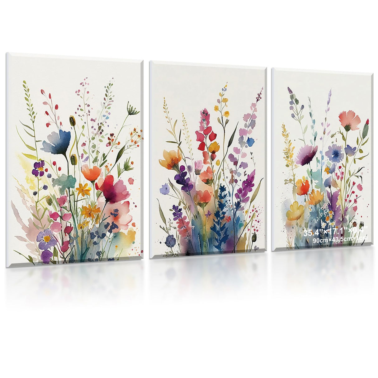 JBER Art Acoustic Panels, 3 Pack Self-Adhesive Large Wall Art Paintings for Wall Decoration, Sound Absorbing Panels for Living room, Bedroom, office 17.1×11.8" (Wild Flowers) JBER
