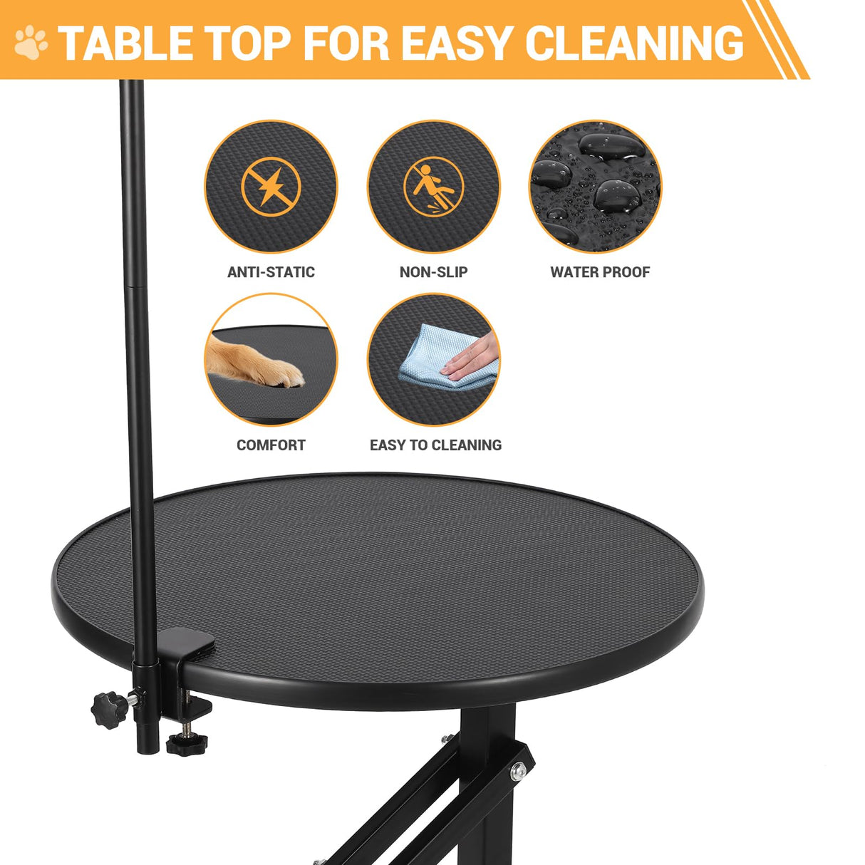 Hydraulic Lift Dog Grooming Table 24" Rotating Desktop Pet Grooming Table for Small Dogs At Home, 360° Rotating Grooming Table, Adjustable Overhead Arm & Tool Organizer Dog Grooming Station, Black GarveeLife