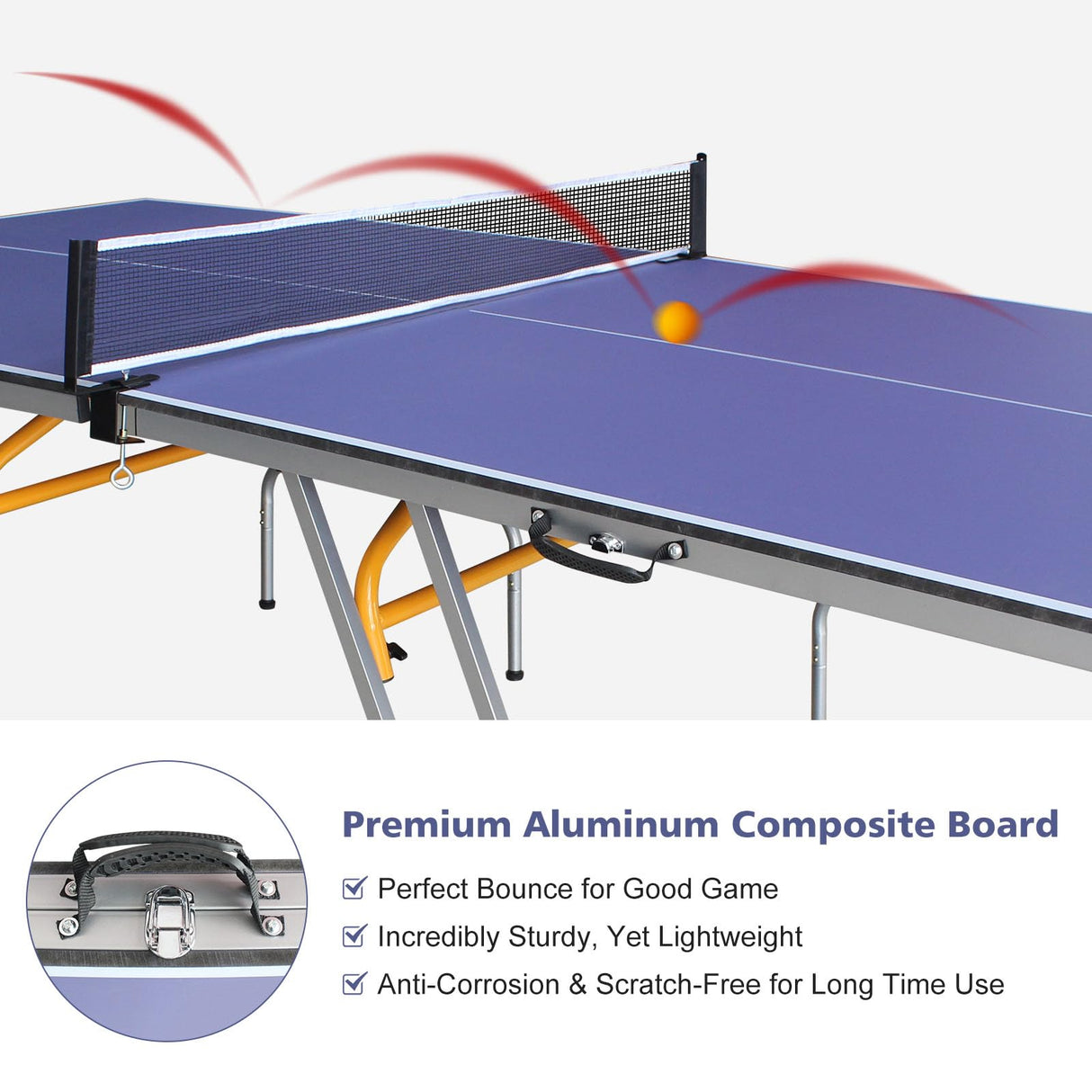Generic Table Tennis Table, 8Ft Foldable & Portable Ping Pong Table Set with 2 Table Tennis Paddles, 3 Balls and Net for Indoor Outdoor Game Generic