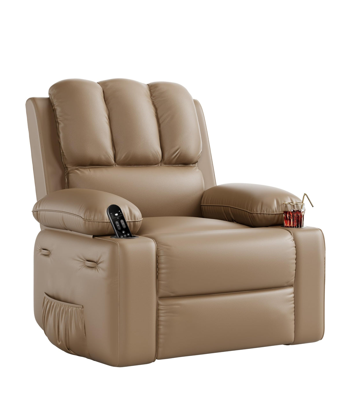 Garvee 27'' Oversized Recliner, Manual Recliner Chair for Adults, PU Leather Single Sofa with Extra Width, for Nursery, Living Room, and Bedroom, Tan Garvee