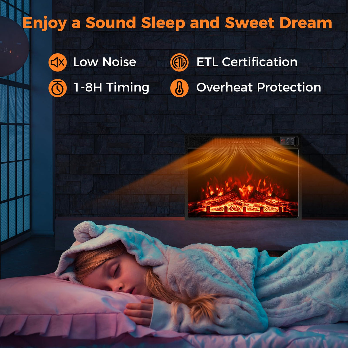 Tangkula 23" Electric Fireplace, 5,000 BTU Fireplace Insert with Remote Control, 3 Flame Colors & Brightness Levels, Recessed Fireplace Heater with 1-8H Timer, Thermostat & Overheat Protection Tangkula