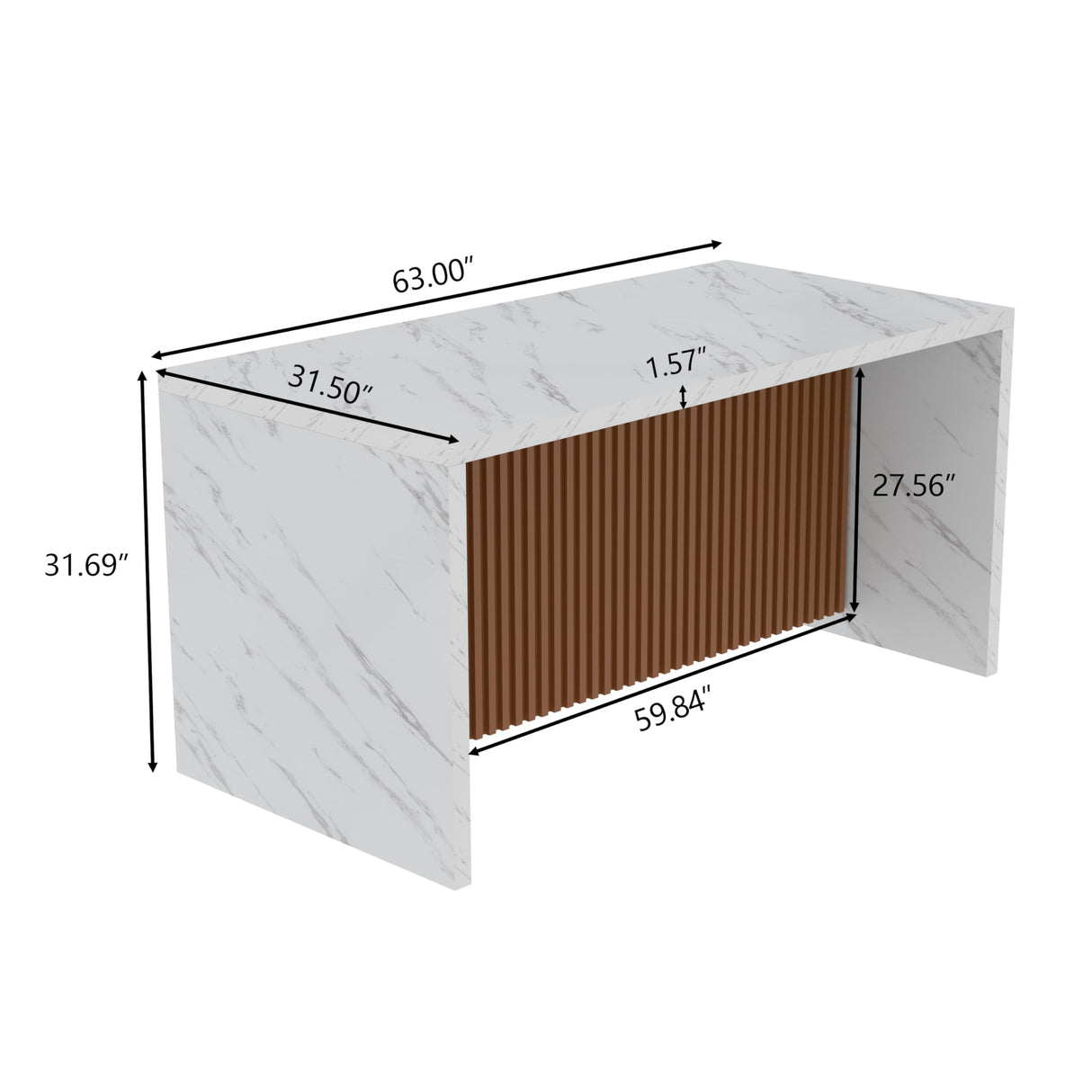 63" Large Imitation Marble Dining Table for 4-6 People, Island Table with LED Lights, Mordern Marble Stripes Kitchen Dining Table with Grille design for Dining Room, Home, Office, Living Room๏ผWhite๏ผ Gyfimoie