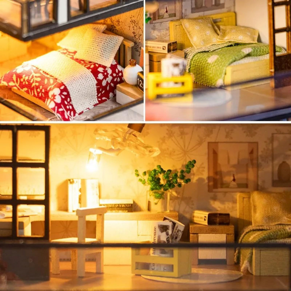 OZJAY DIY Miniature House Kit, Tiny House Kit with Dust Proof Cover & Tools, DIY Wooden Dollhouse Miniature Kit for Adults Teen, Wooden Crafts Lovely Dollhouse Kit OZJAY