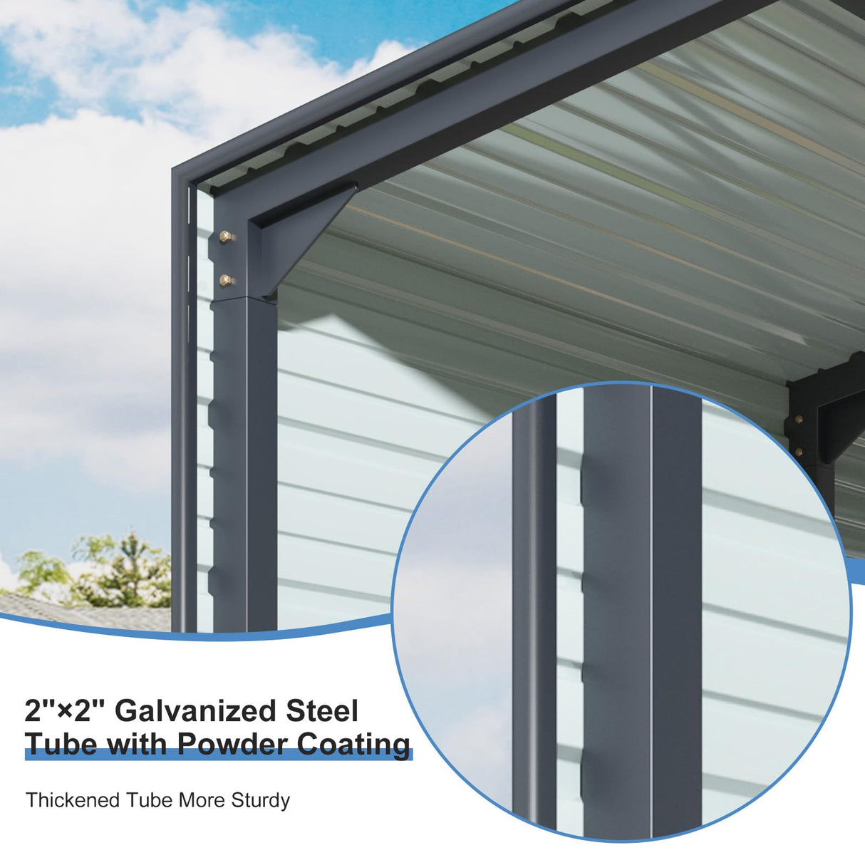 SENYUN Heavy Duty Metal Carport, 10X15 FT Waterproof Carport Canopy with Galvanized Steel Frame and Roof Sunshade Garage Car Shelter for Trucks, Boats, Tractors SENYUN