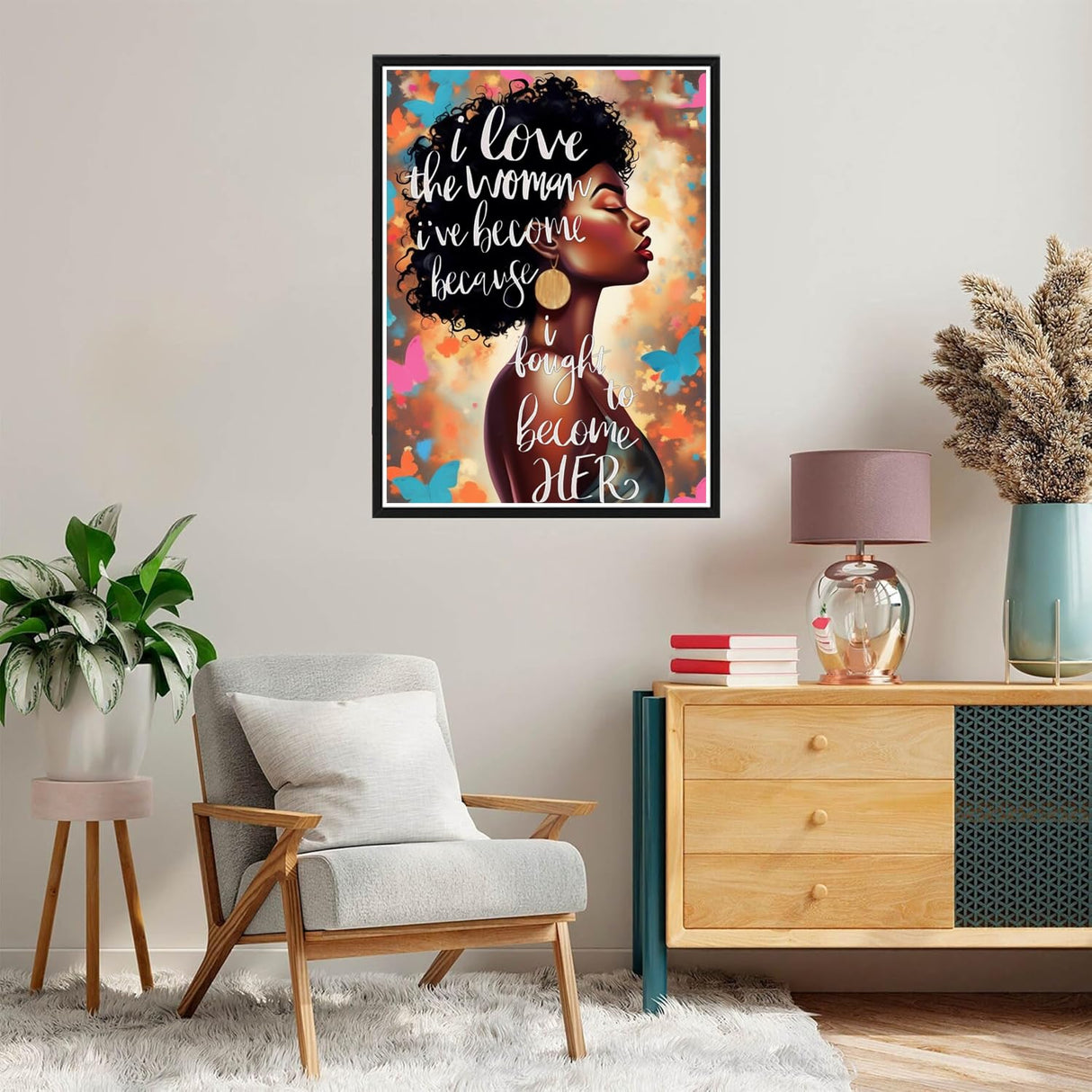 Diamond Art Painting Kit for Adults African American Inspirational Abstract Modern Black Girl Black Women by Number Kits Gem Art Wall Home Decor(Canvas 11.8 x15.8inch) WoodArtSupply