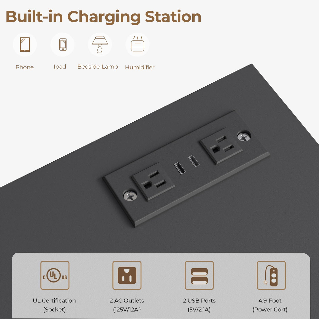 BEWISHOME Black Dresser for Bedroom with Charging Station and LED Lights, 6 Drawer Dresser Chests of Drawers, Wood Dressers for Closet, Modern Wide Dressers with Open Space, TV Stand, Black KCG02B BEWISHOME