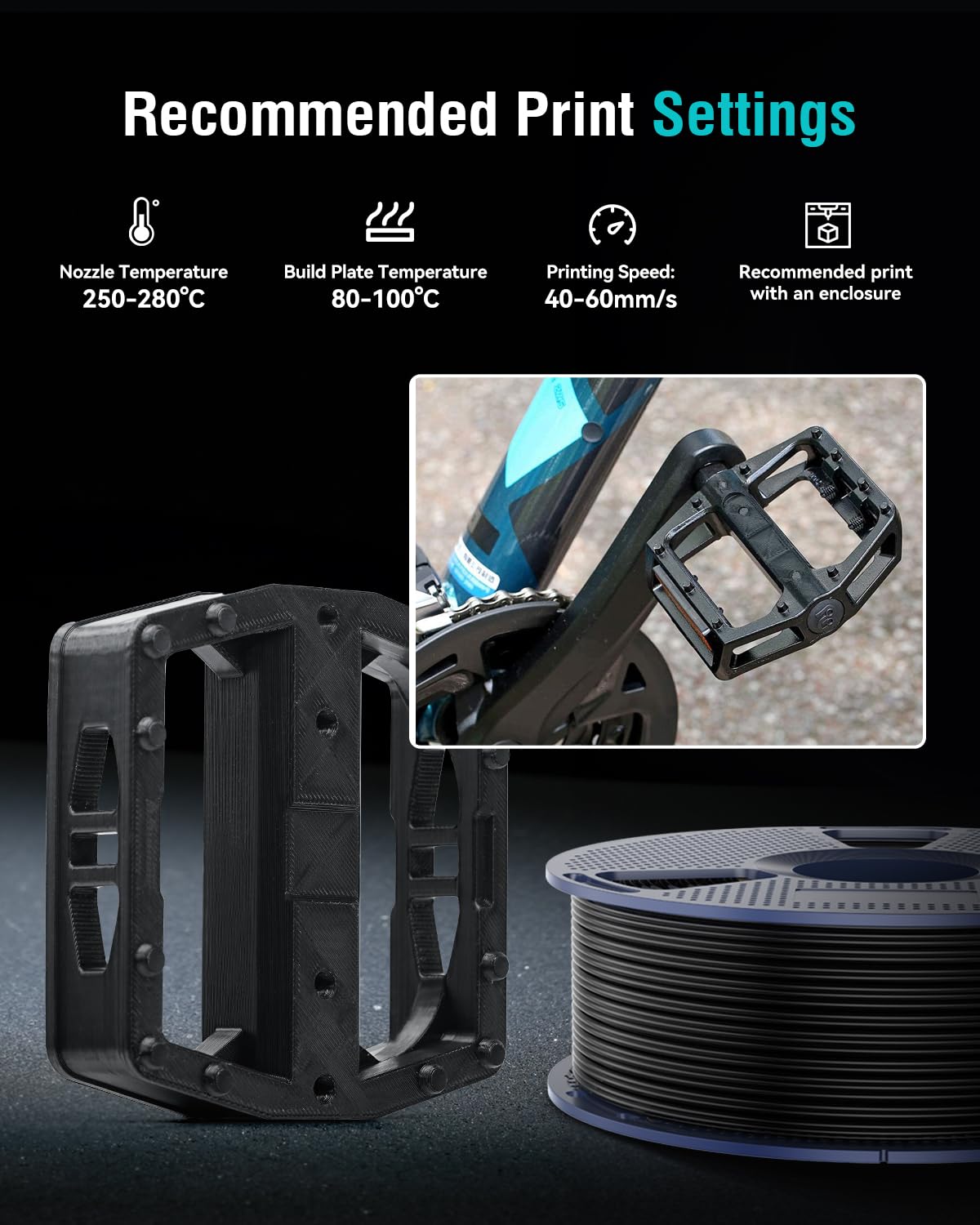 SUNLU ABS Filament 1.75mm 3D Printer Filament, Highly Resistant Durable, Heat Resistance, Excellent Toughness, Compatible with 99% FDM 3D Printers, 1kg Spool (2.2lbs), Black SUNLU