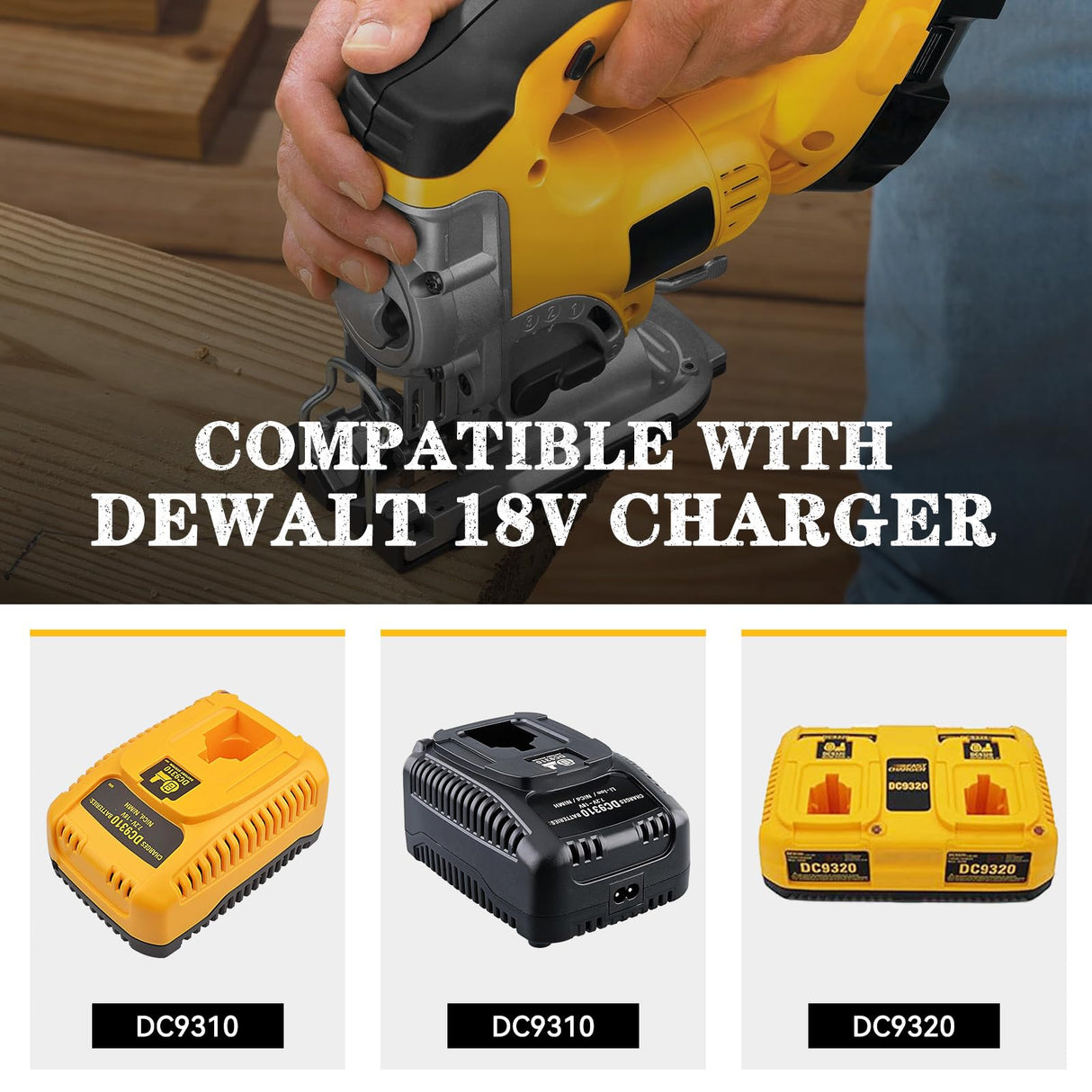 2Pack DC9096 18V 4.8Ah Replacement for Dewalt Battery Compatible with Dewalt 18V Battery DC9098 DC9099 DC970 DW9095 DW9096 DW9098 DW9099 DE9095 DE9096 DE9098 Cordless Power Tools WoodArtSupply