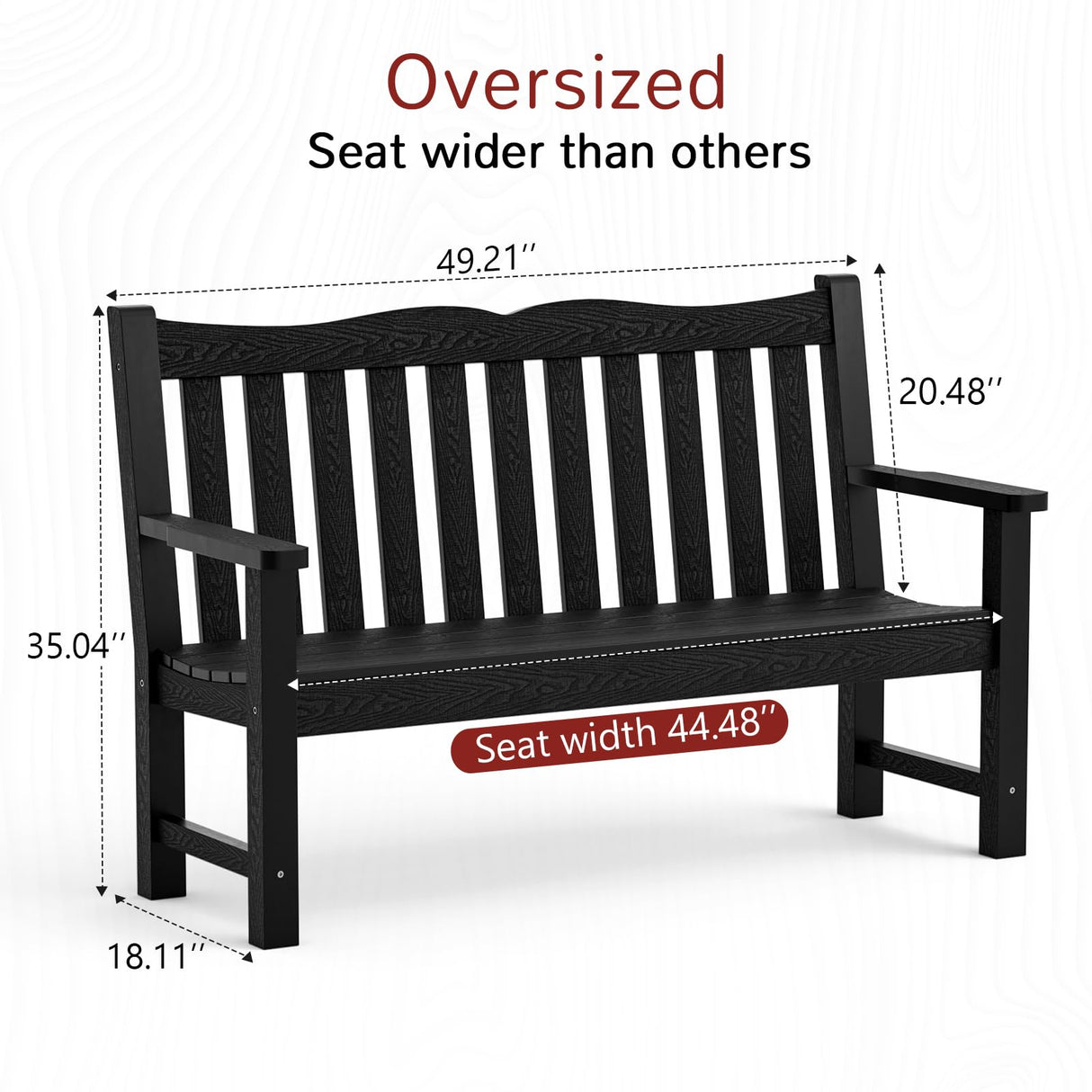 Stoog Outdoor Bench, 2-Person Garden Benches for Outdoors, All-Weather HIPS Garden Bench with 800 lbs Weight Capacity, Never Rot or Fade, for Garden, Porch, Backyard and Park, Black Stoog