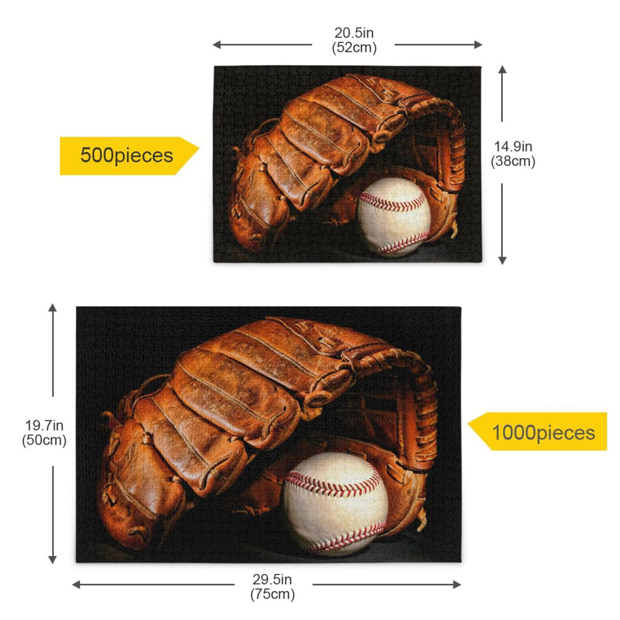 Kigai Vintage Baseball Glove Puzzles for Adults 1000 Pieces, Adults and Kids Ntellectual Decompression Jigsaw Game for Christmas Holiday Toy Birthday Gift Kigai