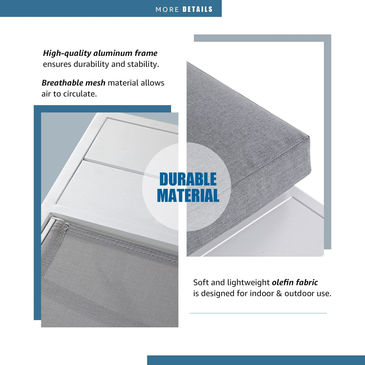 Soleil Jardin 4-Piece Outdoor Patio Furniture Set L-Shaped Aluminum Sectional Sofa with Coffee Table All-Weather Patio Conversation Set with Cushions, White Soleil Jardin