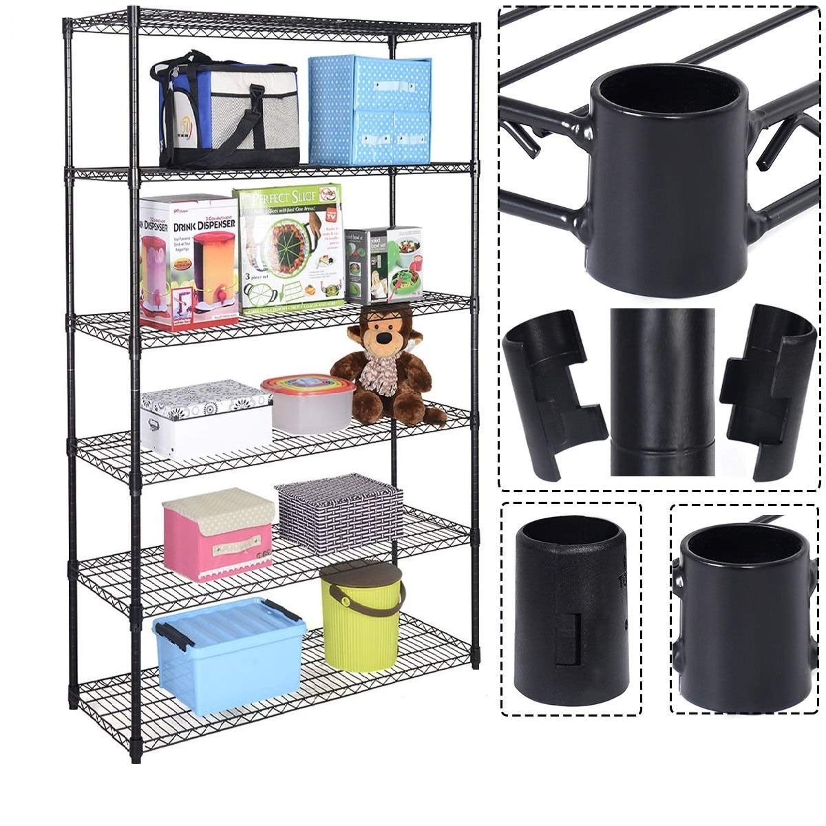 6 Shelf Wire Shelving Unit Garage Shelves Height Adjustable Heavy Duty Utility Rolling Steel Organizer Garage Storage Units, 1500lbs Storage Shelves Metal Rack NSF Metal Shelves for Garage Kitchen Payhere
