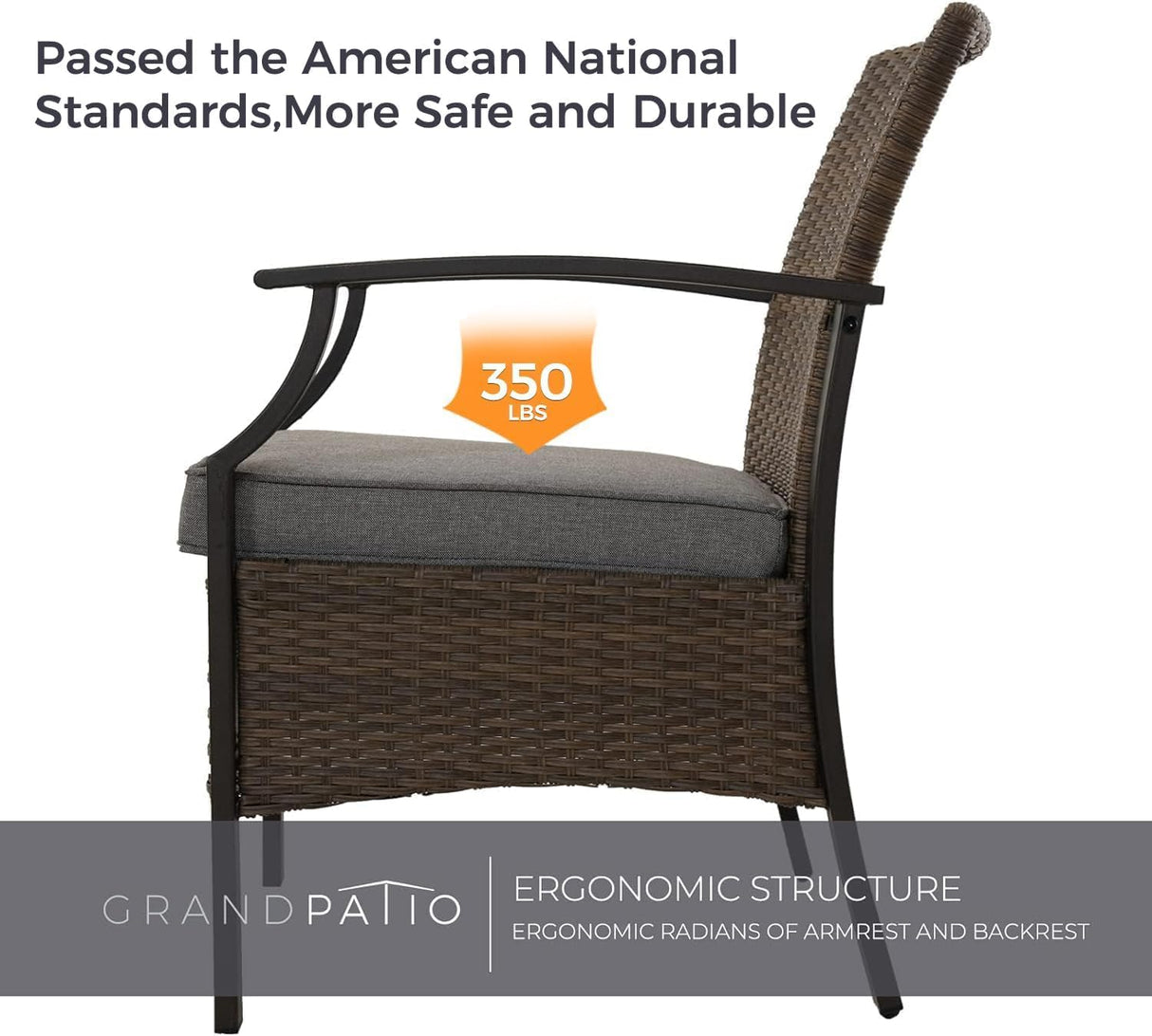 Grand patio 7 Pieces Outdoor Dining Sets, E-Coated Dining Chairs Traditional Wicker Patio Furniture for 6, Including Chairs with Cushions & Wood Grain Table with Umbrella Hole for Backyard, Deck Grand patio