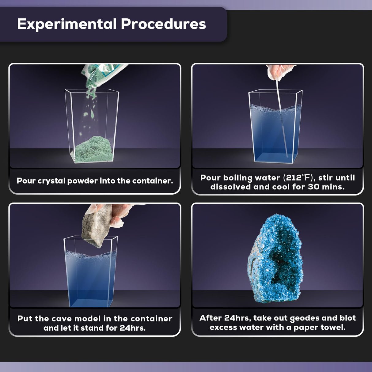 GobiDex Geodes Growing Science Kit for Kids Age 6-8-12, Geodes with Crystals Grow Fast in (24H), STEM Educational Science Experiments Toys, Geology & Rock Enthusiasts Collection, Gifts for Boys Girls GobiDex